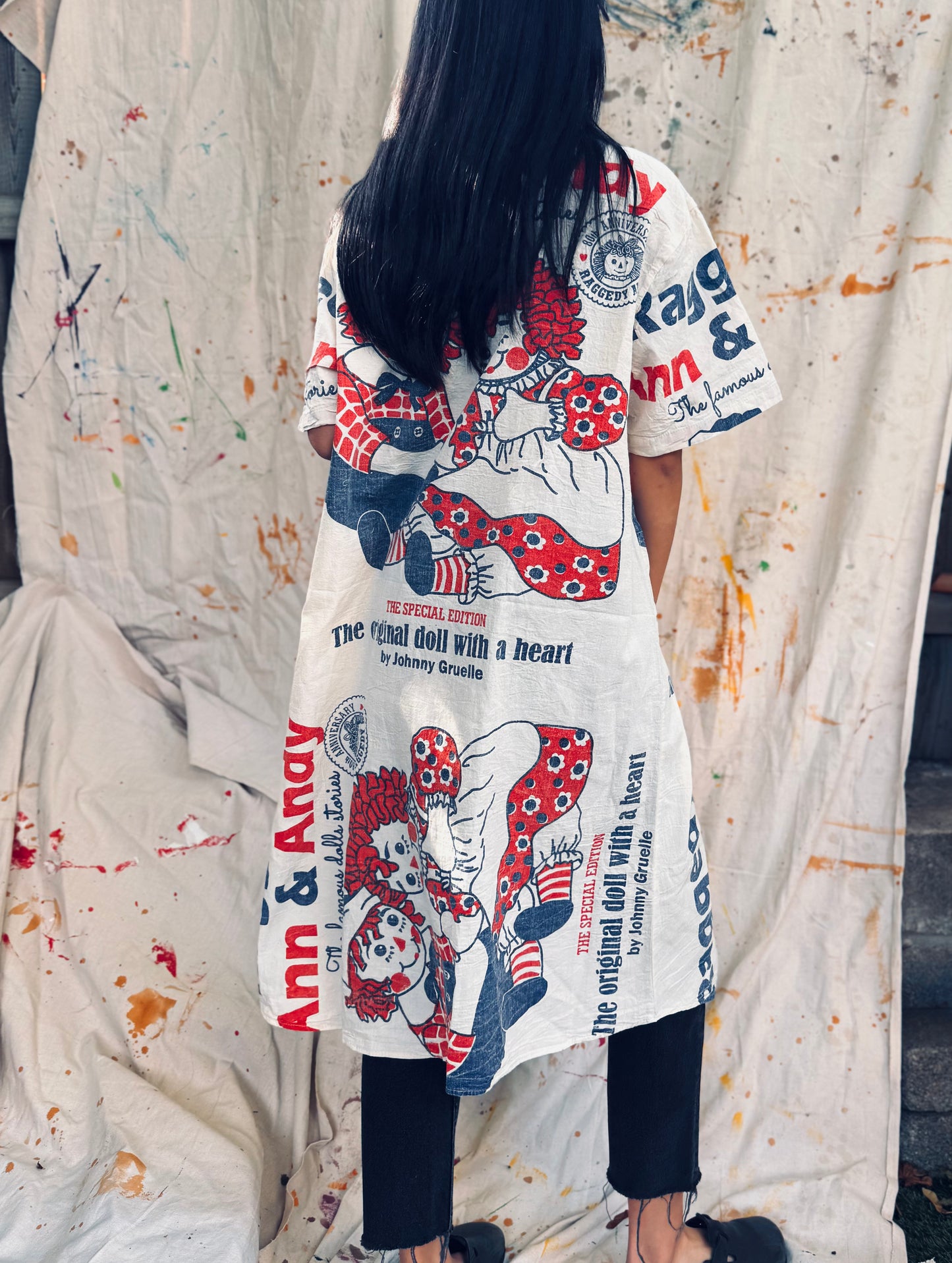 Thailand Vintage Sack Dress – Raggedy Ann & Andy Print