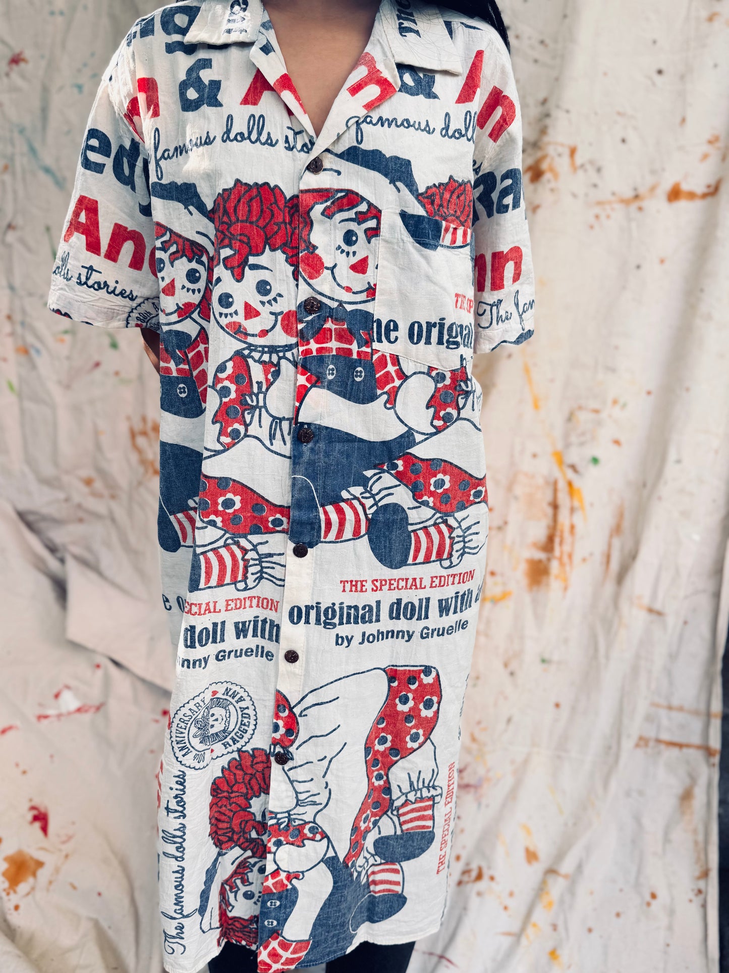 Thailand Vintage Sack Dress – Raggedy Ann & Andy Print