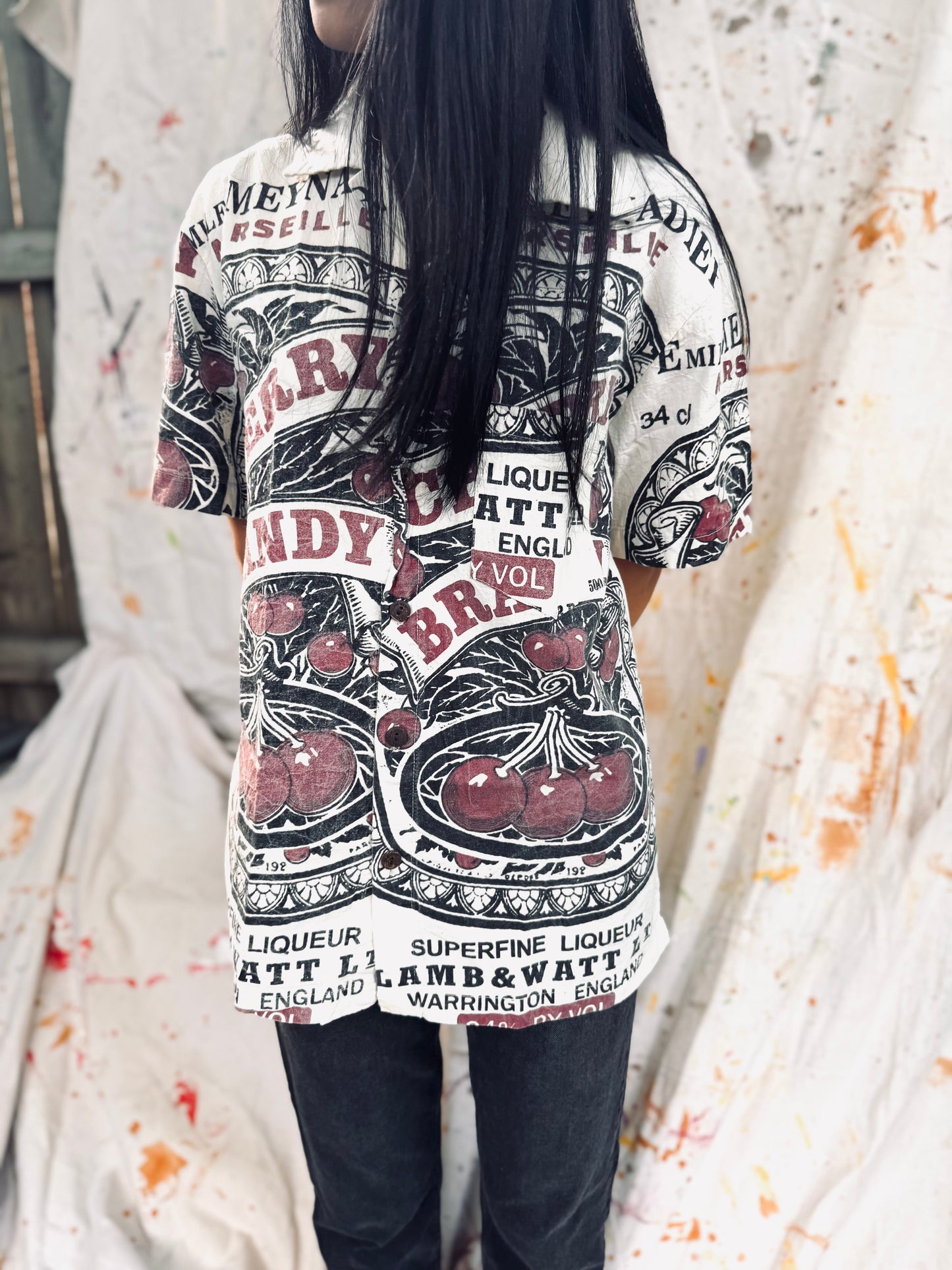 Thailand Vintage Sack Shirt – Cherry Brandy Print