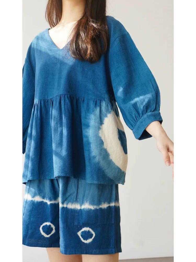 Indigo Dyed Peplum Top – Thailand