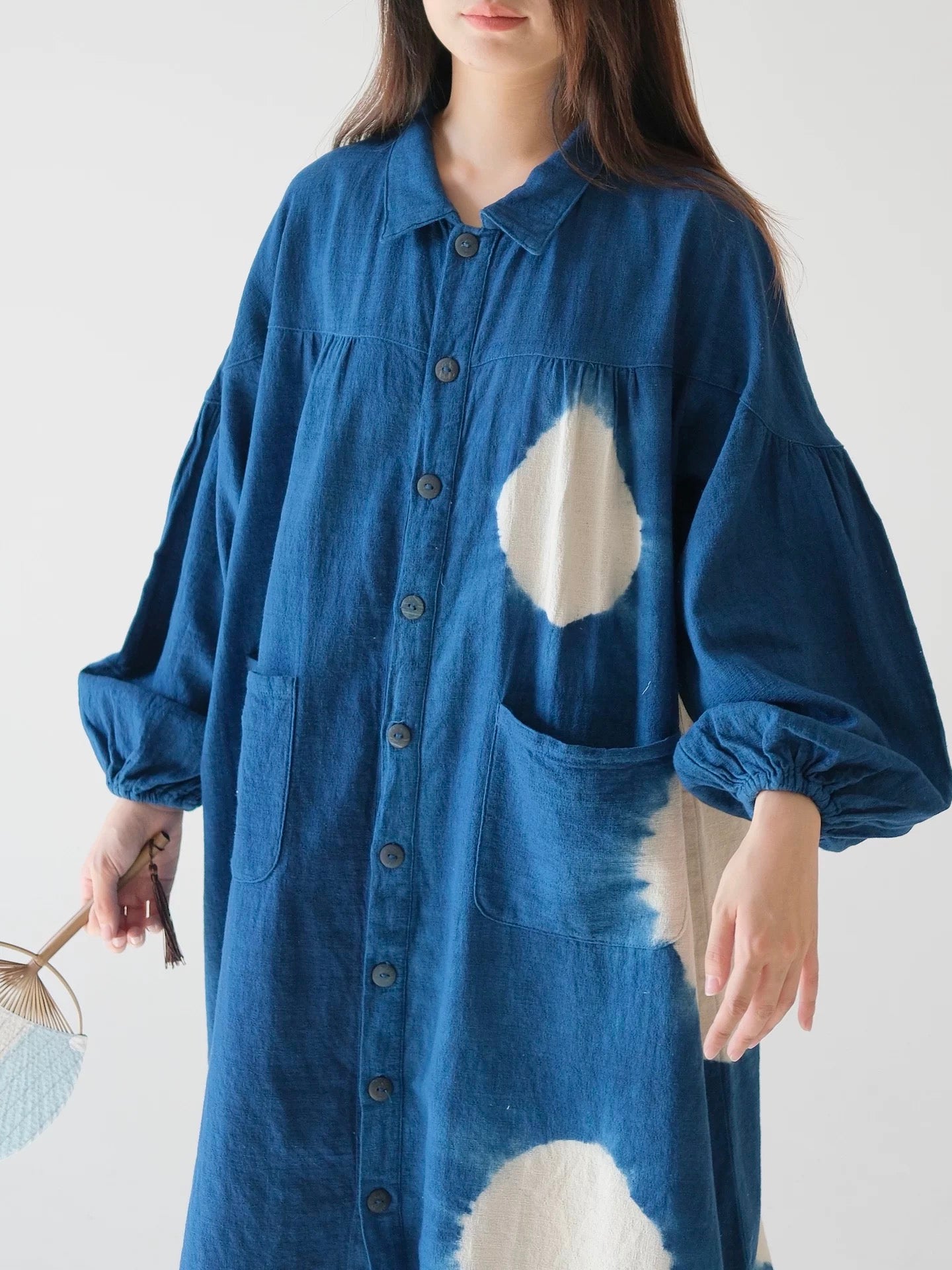 Indigo Dyed Half & Half Shirt Dress – Thailand