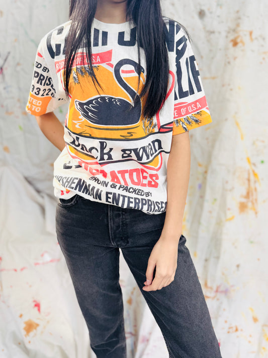 Black Swan Vintage Graphic Tee – Retro Potato Brand Print