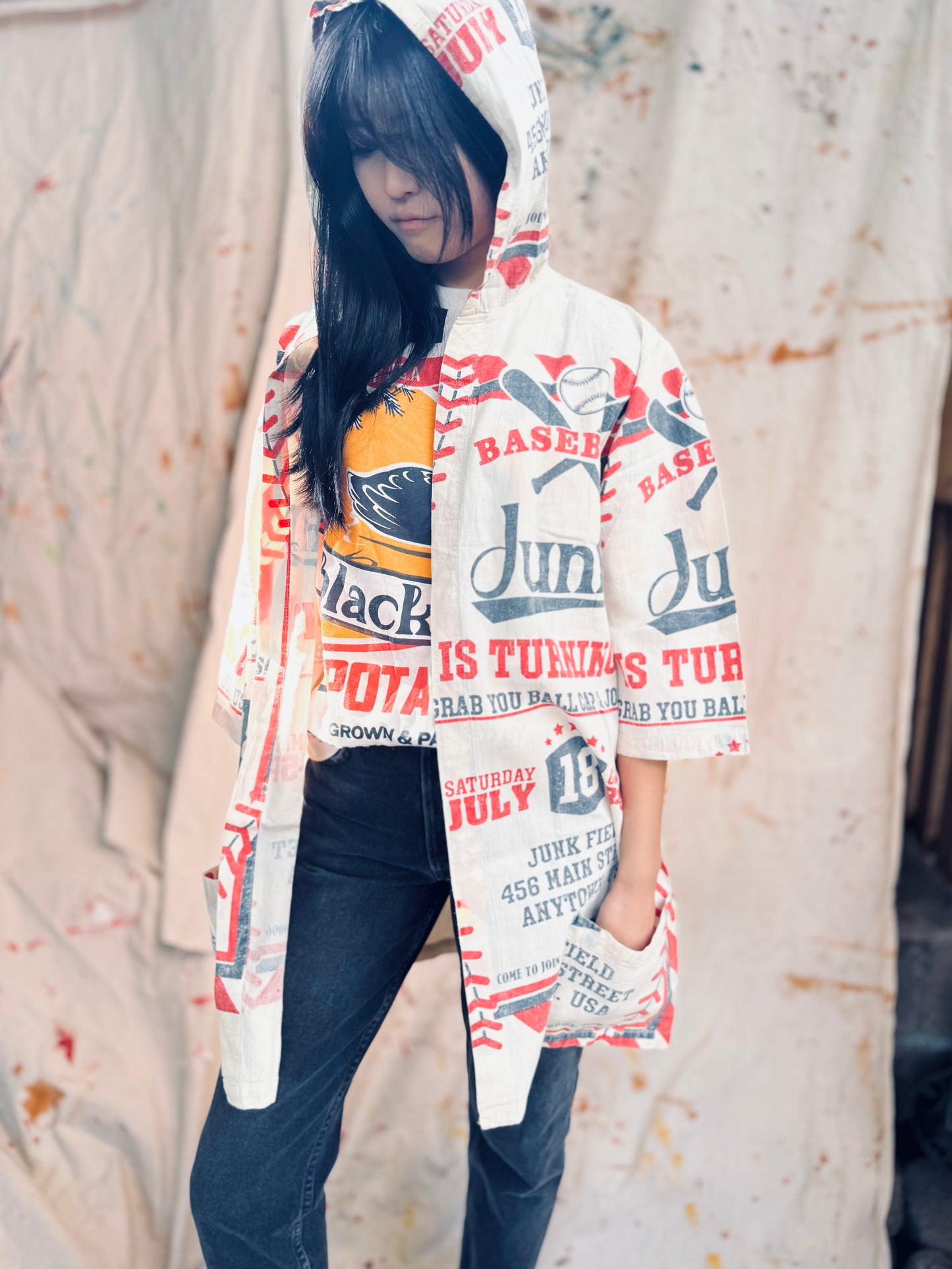 Thailand Vintage Sack Hooded Coat – Baseball Junk Edition