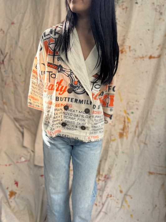 Thailand Vintage Sack Jacket – Buttermilk Feed Print