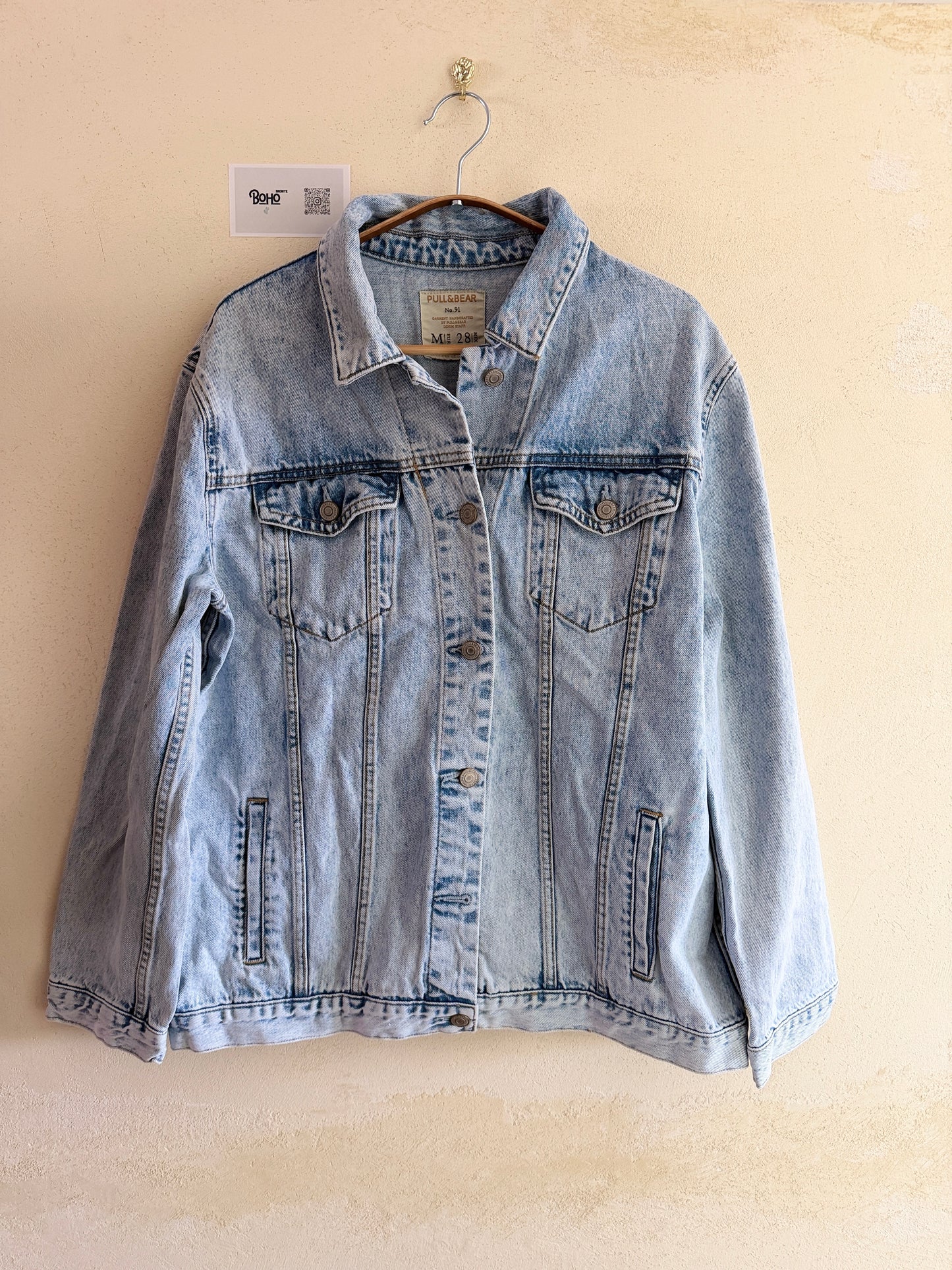 Boho Denim Jacket with Hand Embroidery – Pop Folk Art | One-of-a-Kind Statement Piece