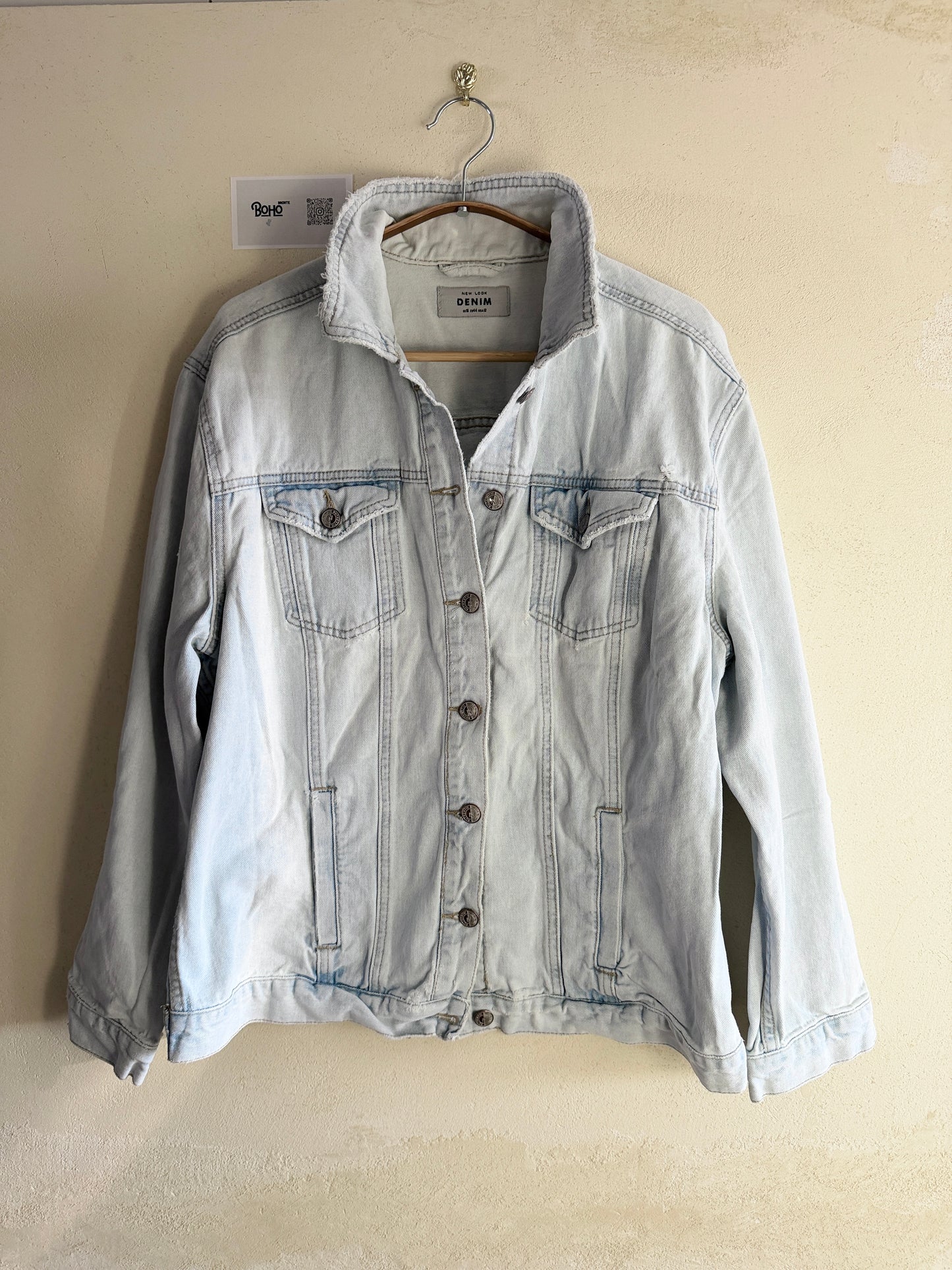 Boho Denim Jacket with Hand Embroidery – Pop Folk Art | One-of-a-Kind Statement Piece