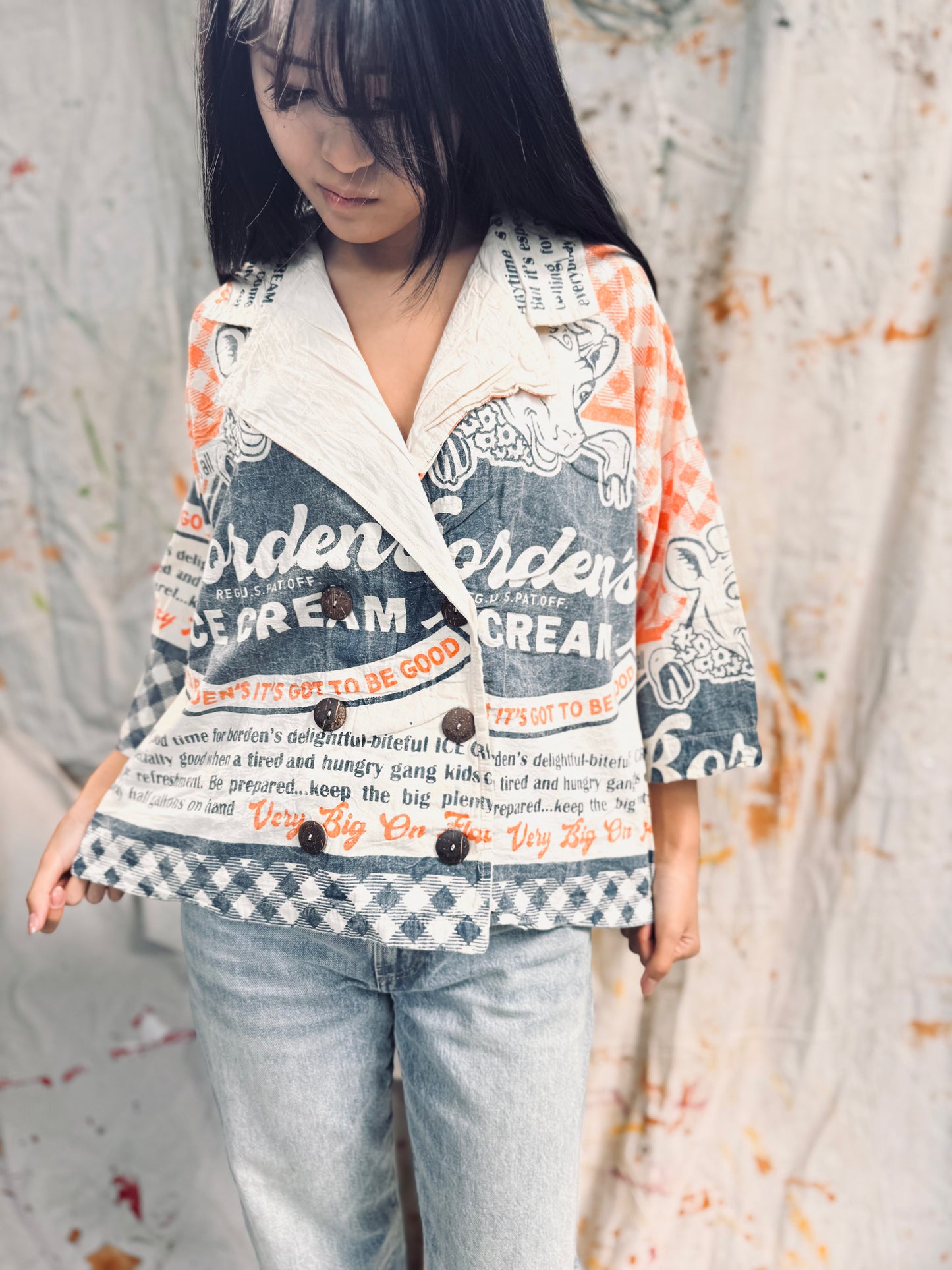 Thailand Vintage Sack Jacket – Borden’s Ice Cream Print