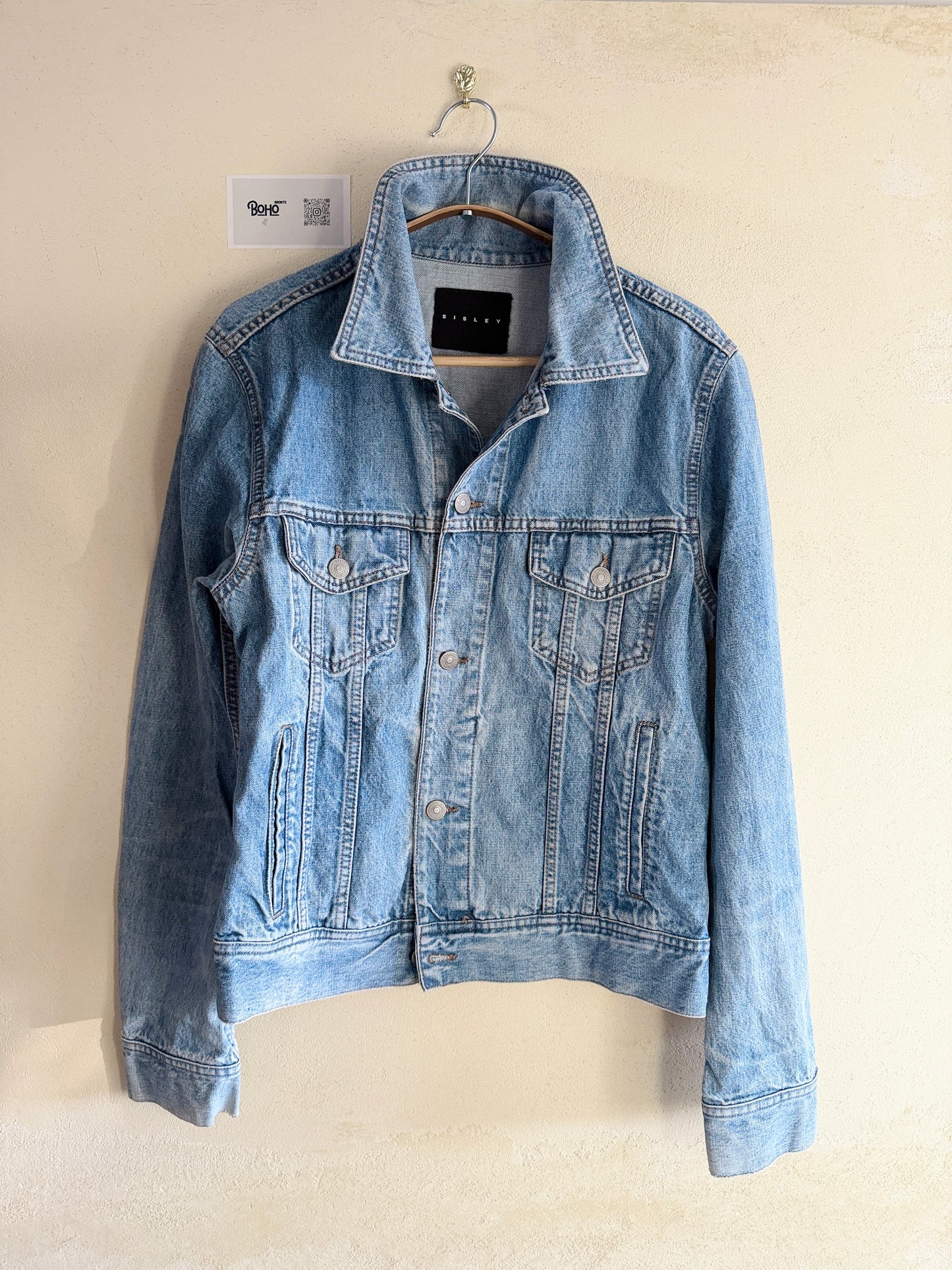 Boho Denim Jacket with Hand Embroidery – Pop Folk Art | One-of-a-Kind Statement Piece