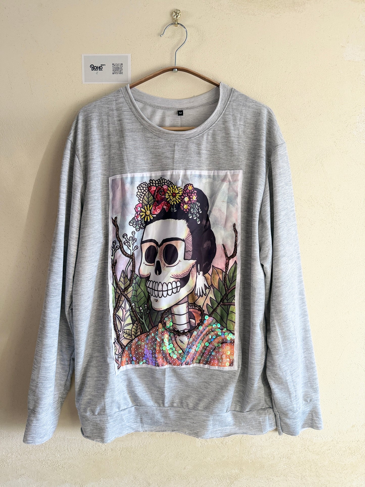 Hand Embroidered Sweatshirt – Artisan Graphic Pullover | Lightweight Cotton Blend | Made in Thailand