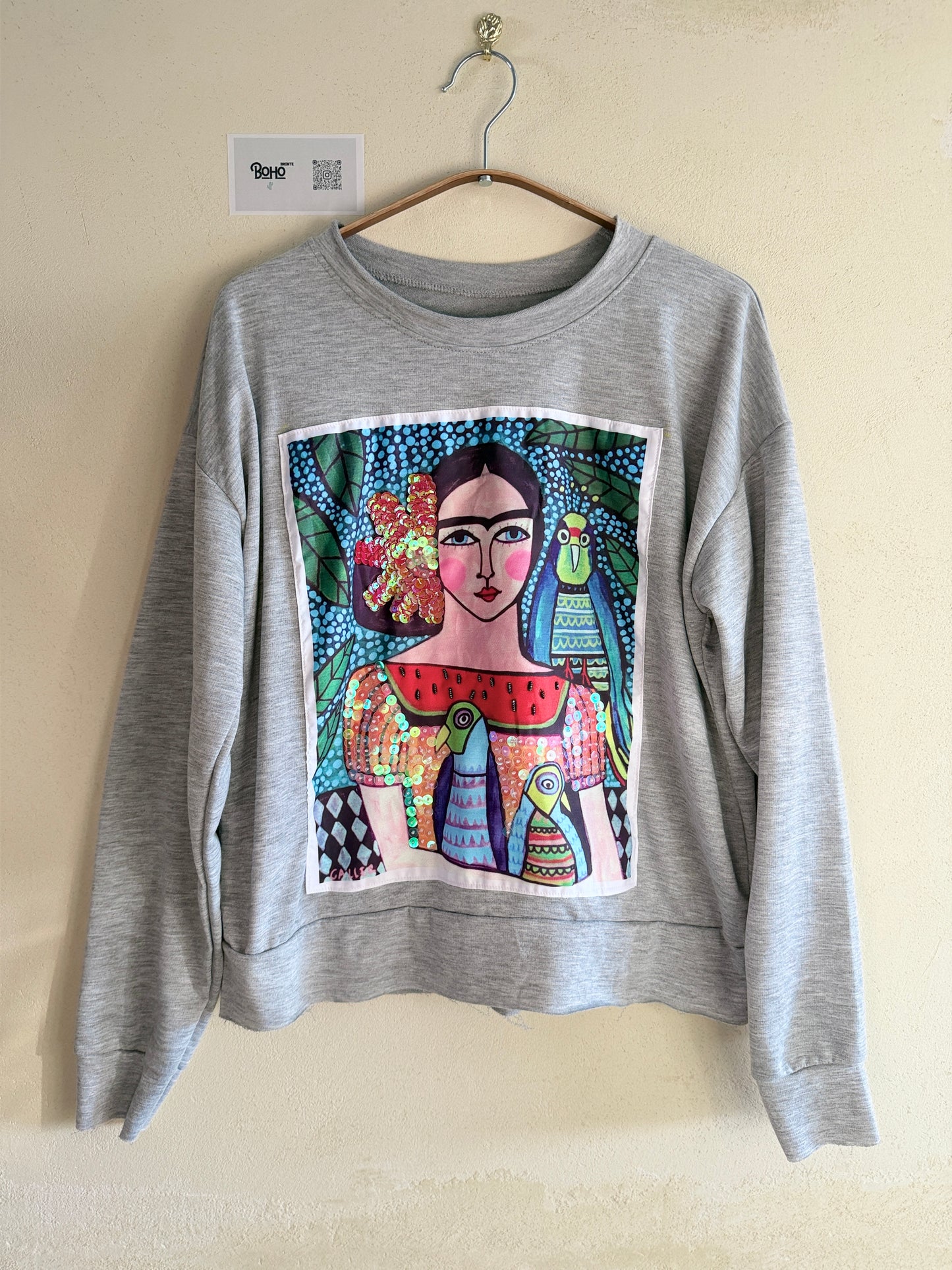Hand Embroidered Sweatshirt – Artisan Graphic Pullover | Lightweight Cotton Blend | Made in Thailand