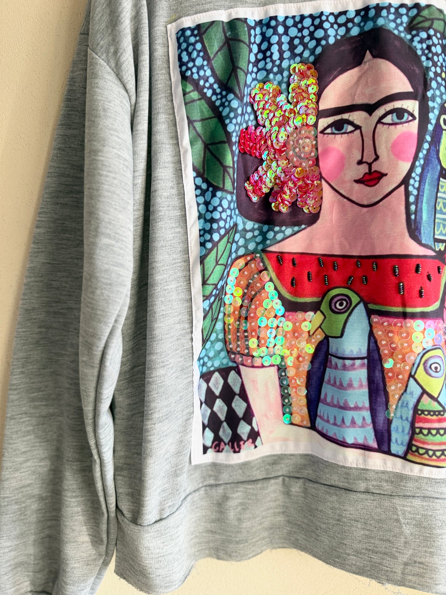 Hand Embroidered Sweatshirt – Artisan Graphic Pullover | Lightweight Cotton Blend | Made in Thailand