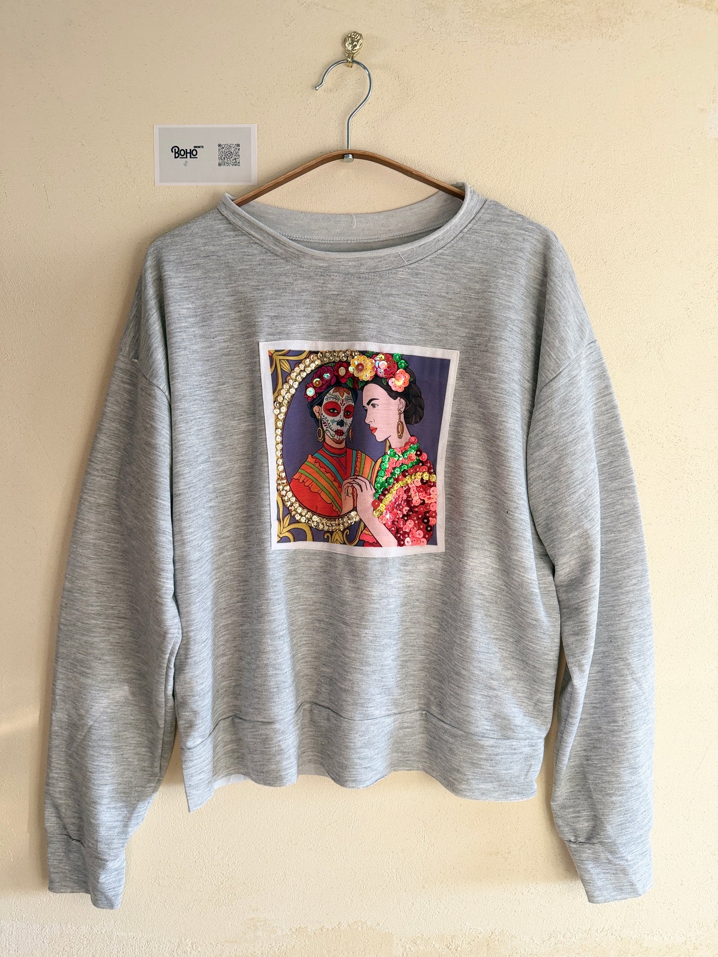 Hand Embroidered Sweatshirt – Artisan Graphic Pullover | Lightweight Cotton Blend | Made in Thailand