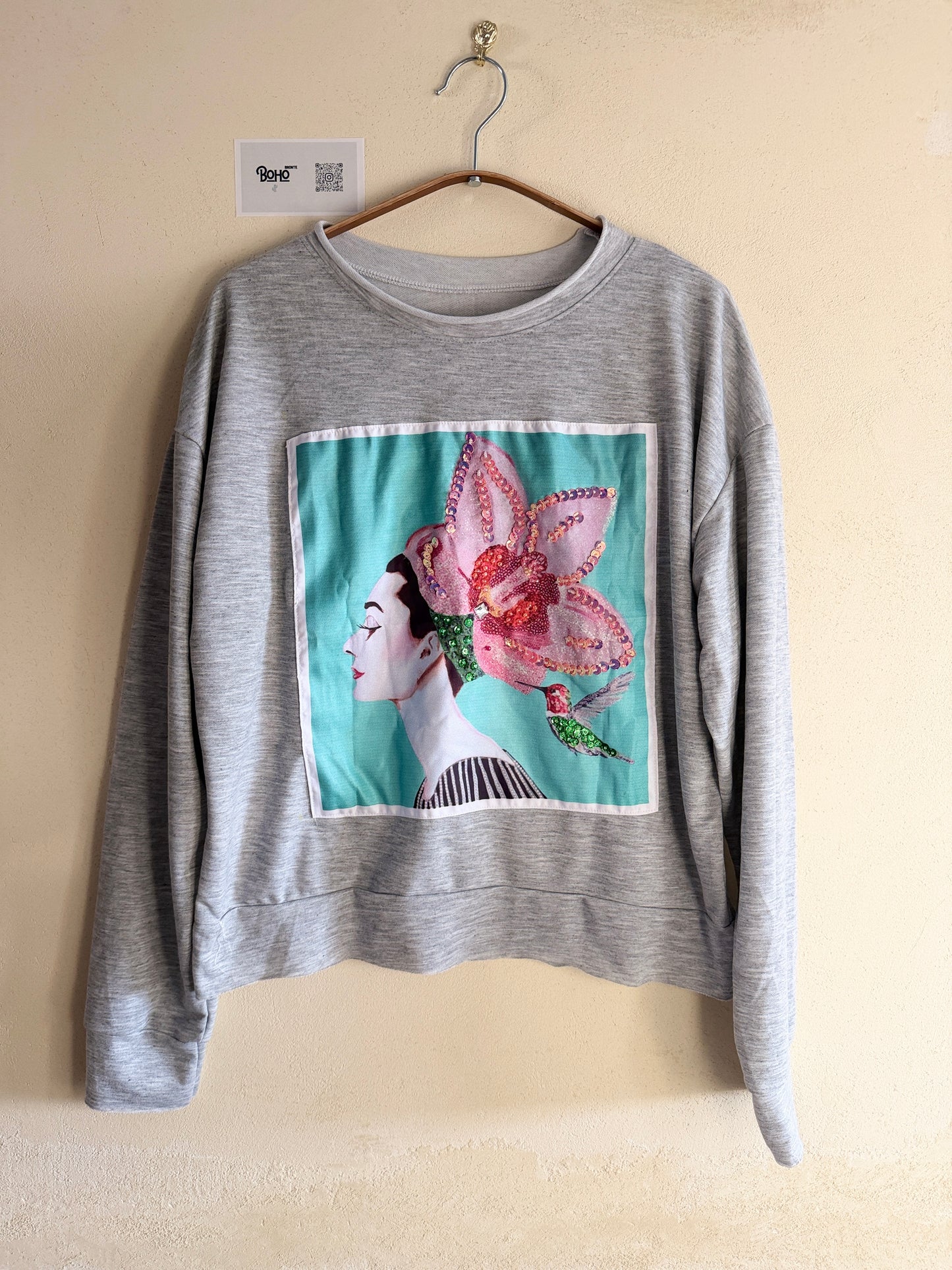 Hand Embroidered Sweatshirt – Artisan Graphic Pullover | Lightweight Cotton Blend | Made in Thailand