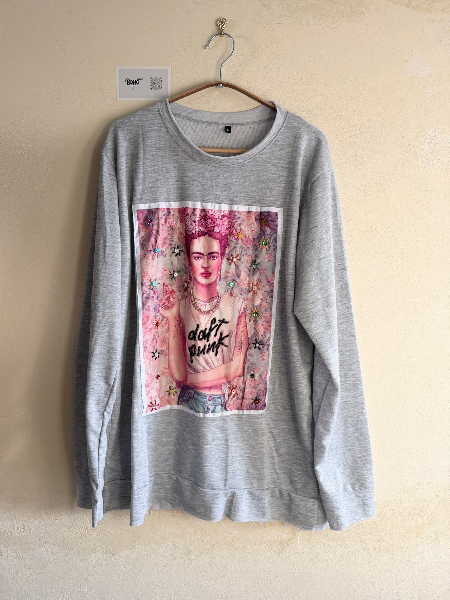 Hand Embroidered Sweatshirt – Artisan Graphic Pullover | Lightweight Cotton Blend | Made in Thailand
