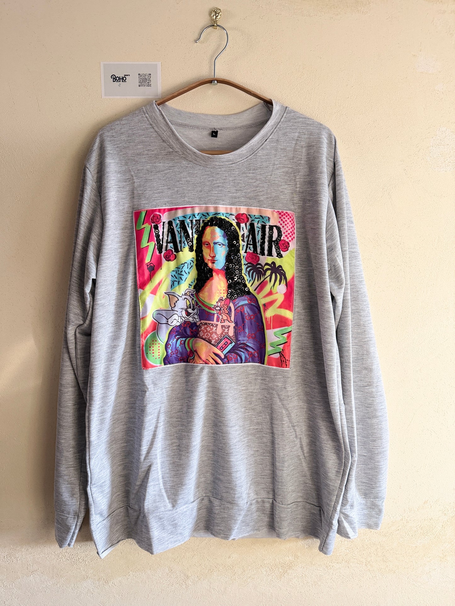 Hand Embroidered Sweatshirt – Artisan Graphic Pullover | Lightweight Cotton Blend | Made in Thailand
