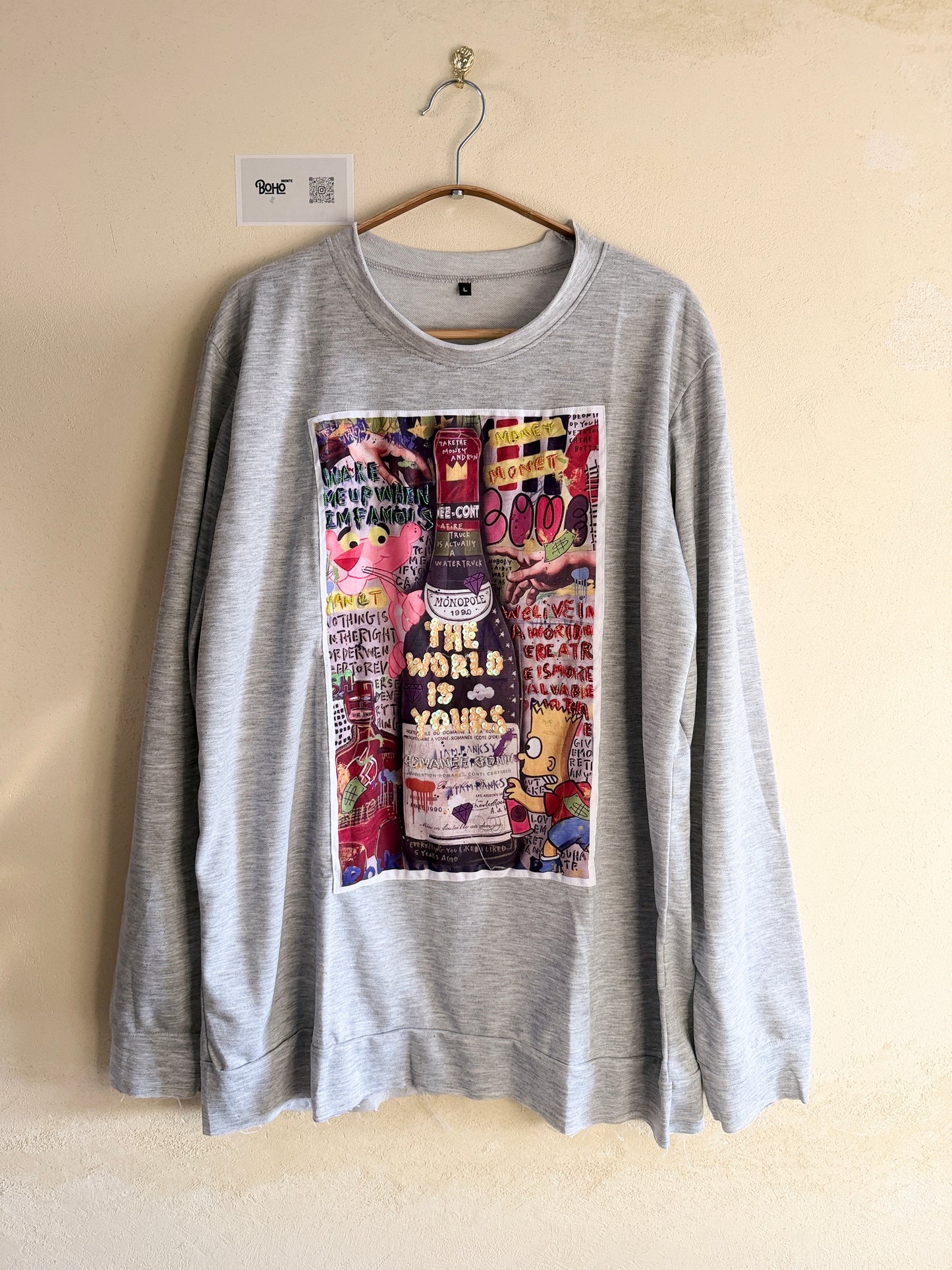 Hand Embroidered Sweatshirt – Artisan Graphic Pullover | Lightweight Cotton Blend | Made in Thailand