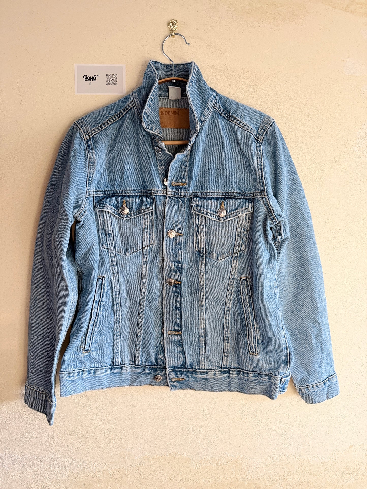 Boho Denim Jacket with Hand Embroidery – Pop Folk Art | One-of-a-Kind Statement Piece