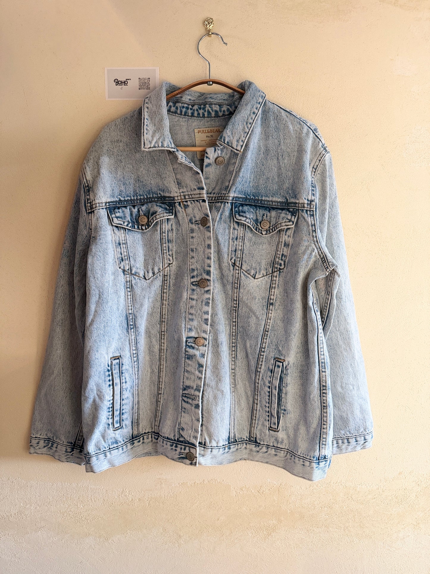 Boho Denim Jacket with Hand Embroidery – Pop Folk Art | One-of-a-Kind Statement Piece