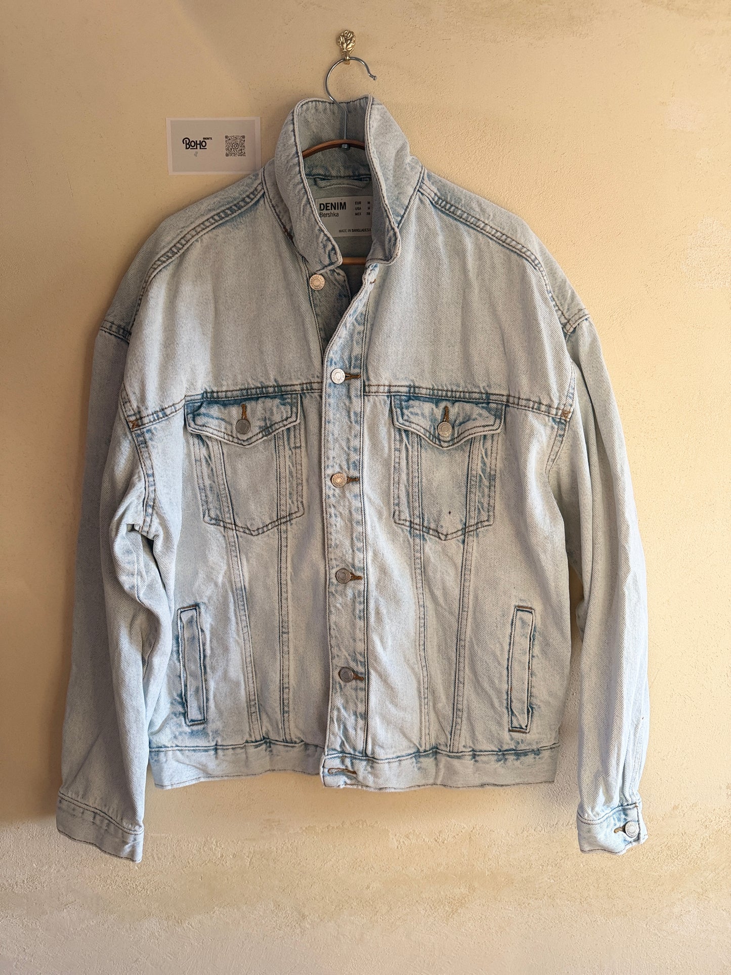 Boho Denim Jacket with Hand Embroidery – Pop Folk Art | One-of-a-Kind Statement Piece