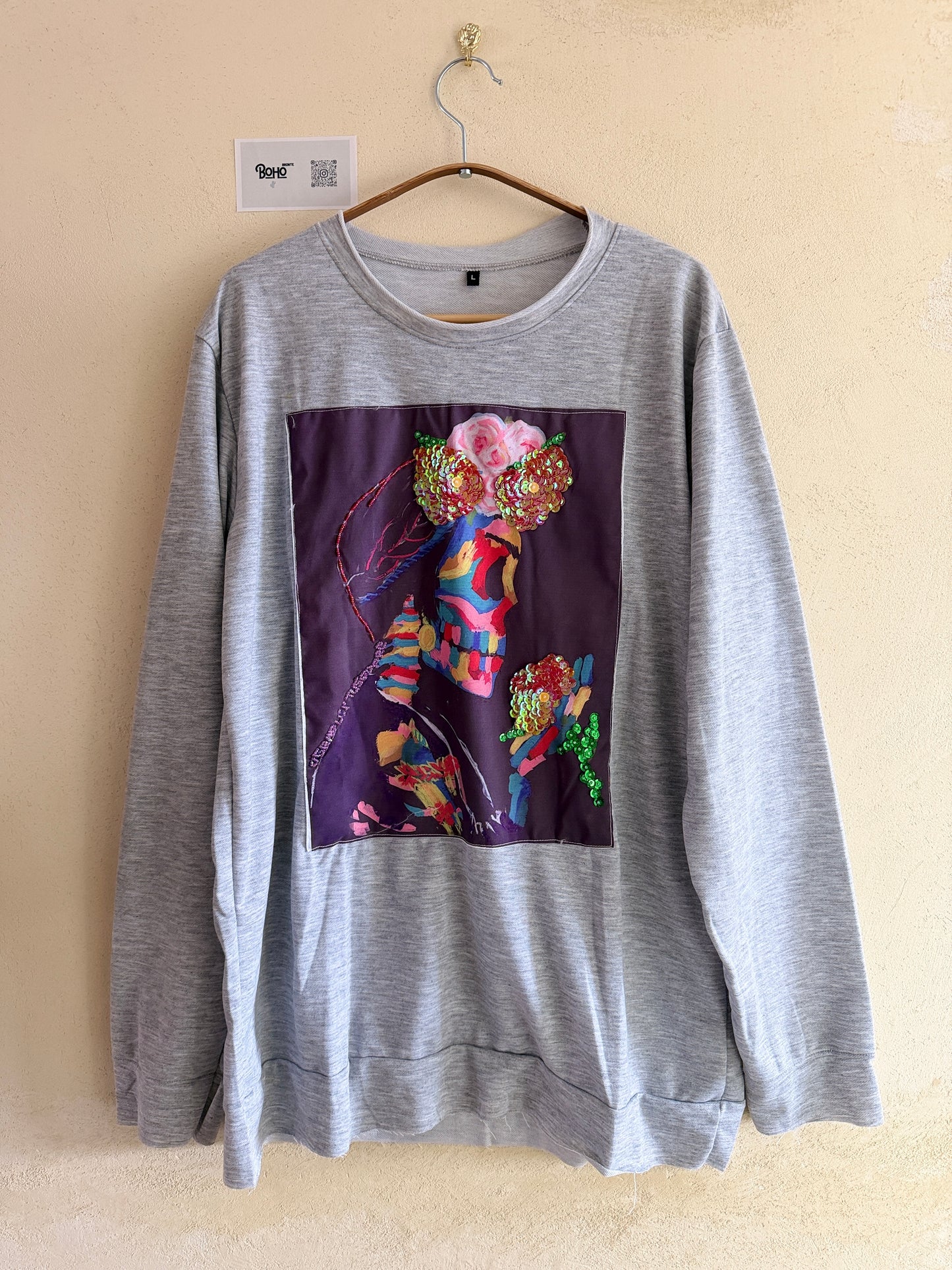 Hand Embroidered Sweatshirt – Artisan Graphic Pullover | Lightweight Cotton Blend | Made in Thailand