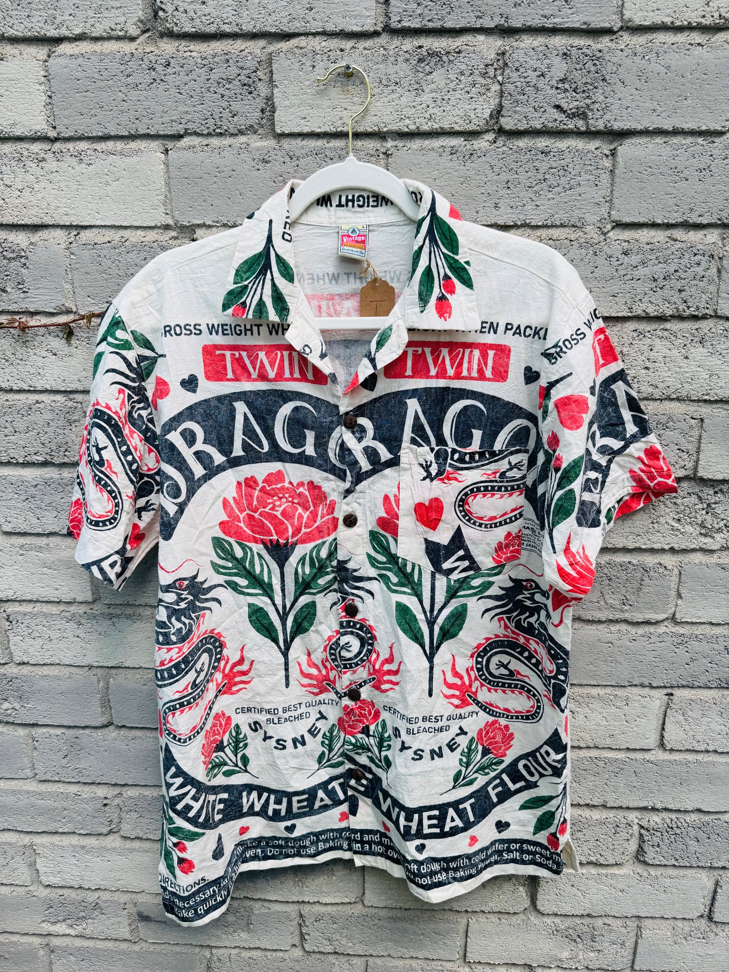 Vintage Flour Sack Print Shirt