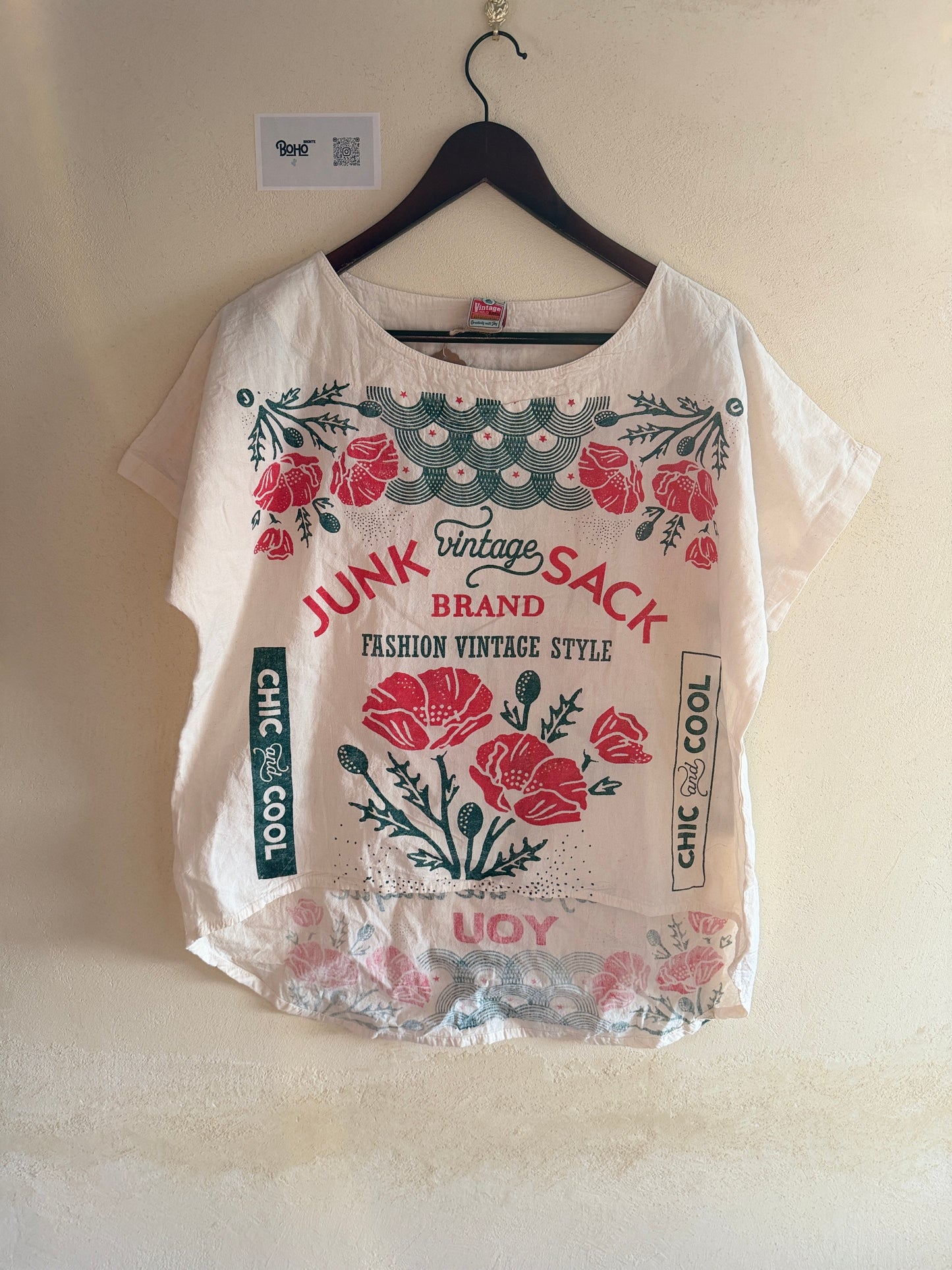 Vintage Thai Cotton Top – Feed Sack Graphic Prints