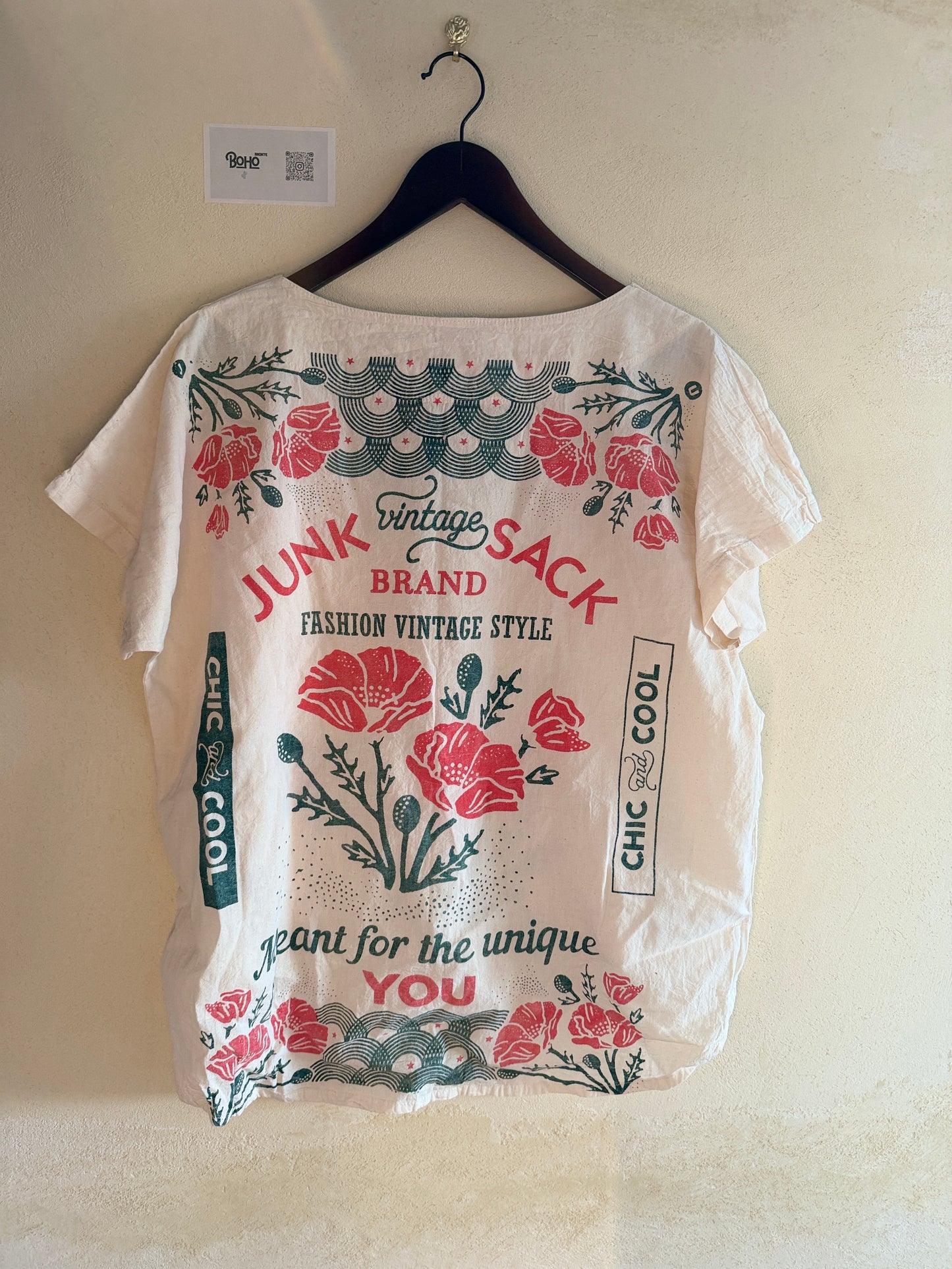 Vintage Thai Cotton Top – Feed Sack Graphic Prints