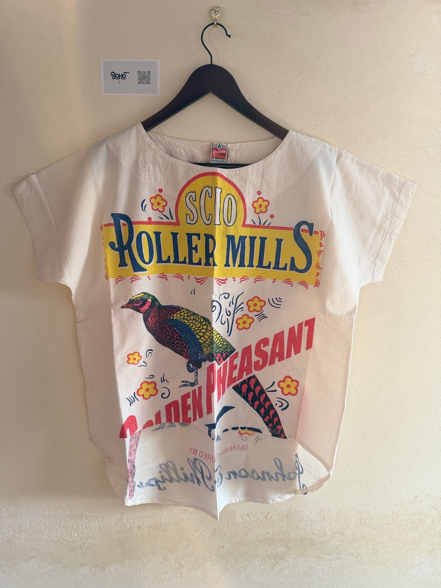 Vintage Thai Cotton Top – Feed Sack Graphic Prints