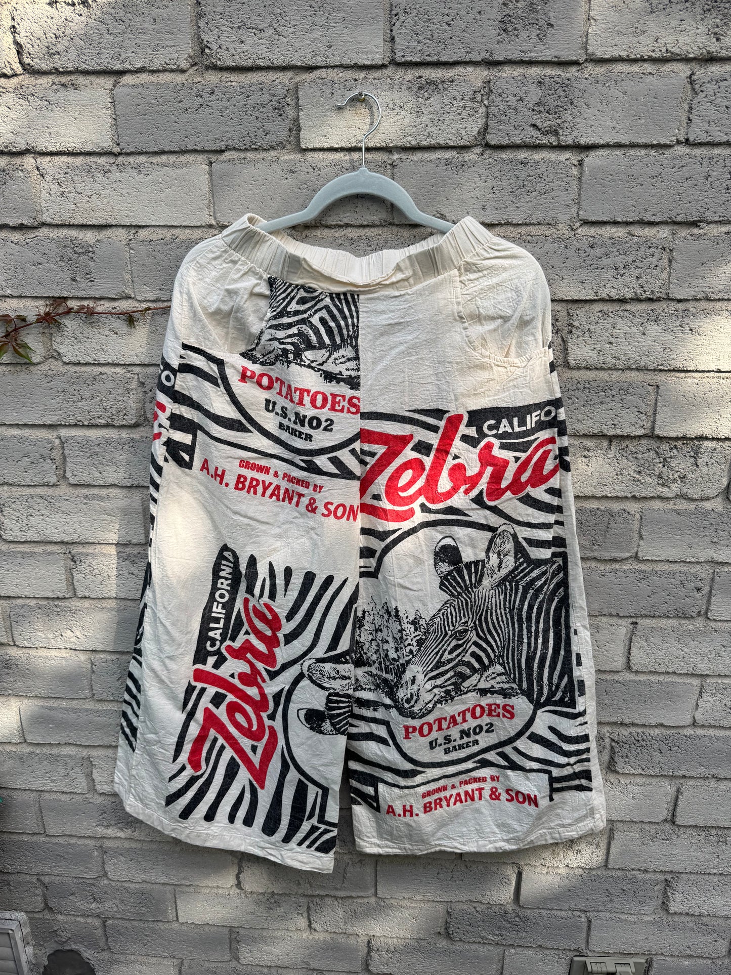 Wide-Leg Cotton Pants – Vintage Feed Sack Style