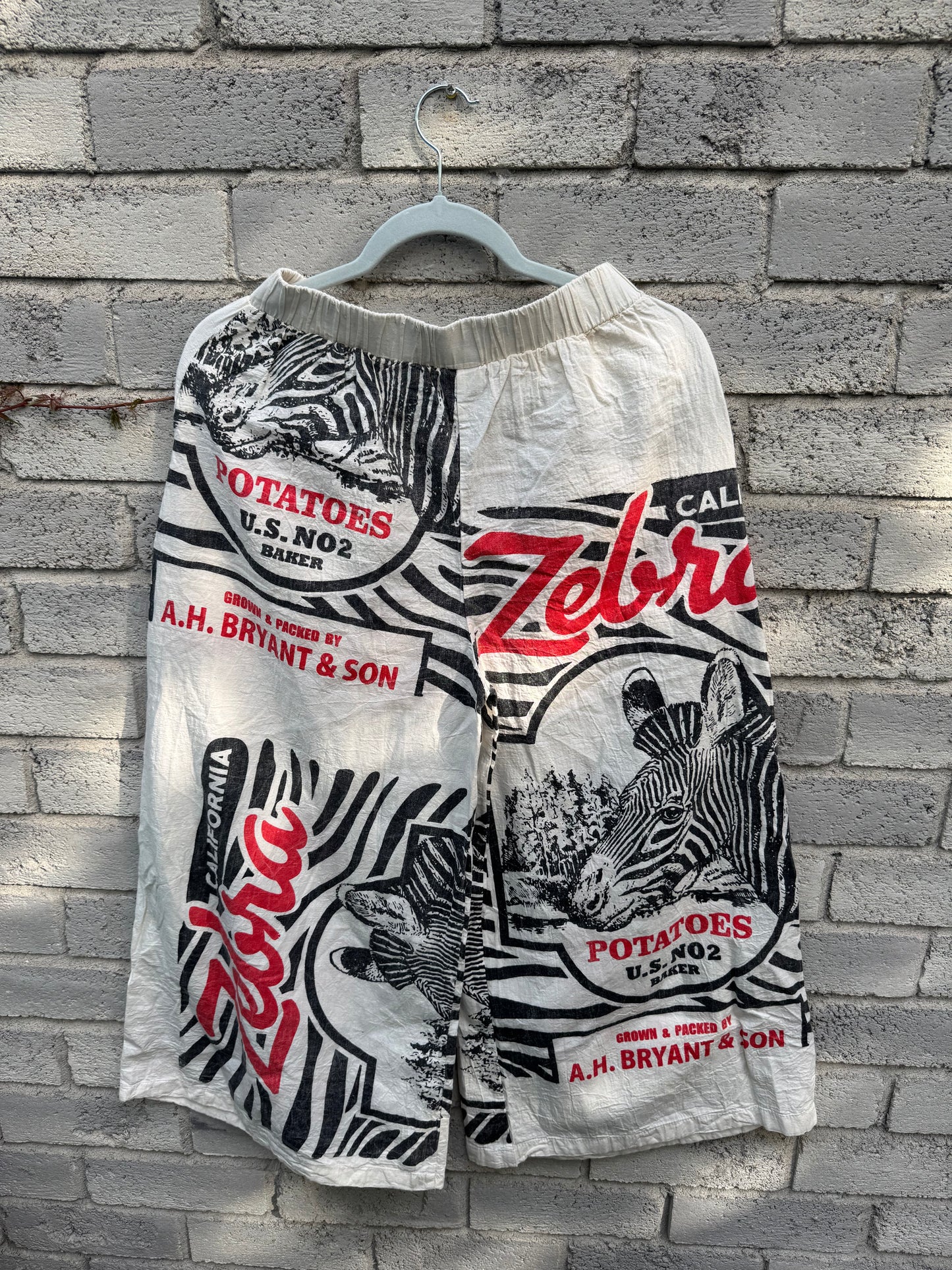 Wide-Leg Cotton Pants – Vintage Feed Sack Style