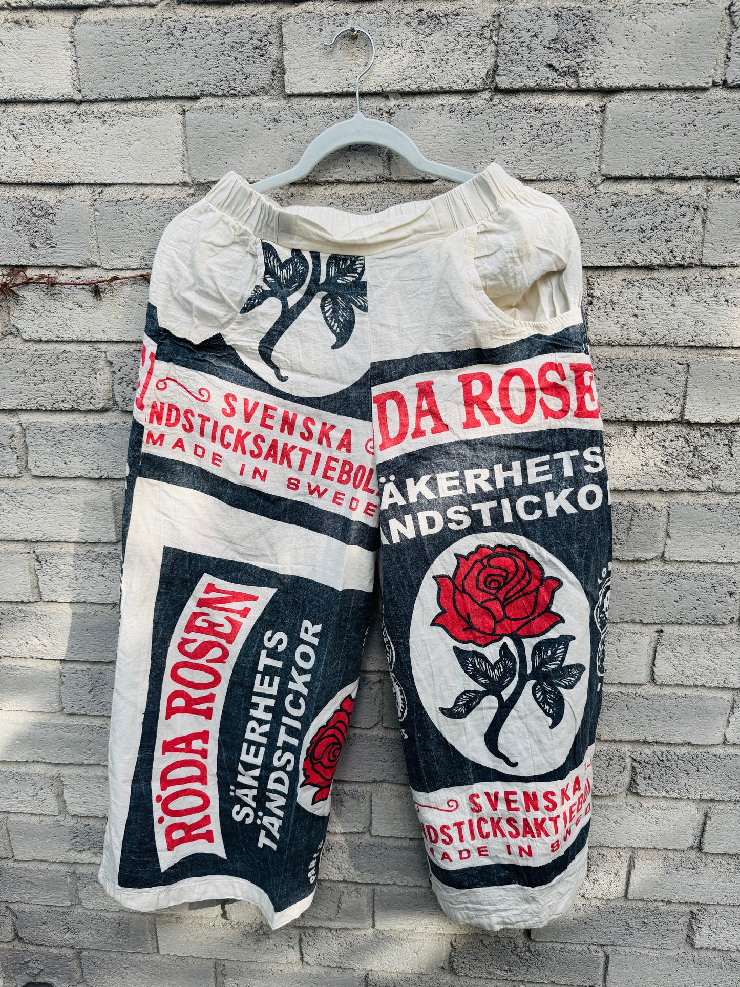 Wide-Leg Cotton Pants – Vintage Feed Sack Style