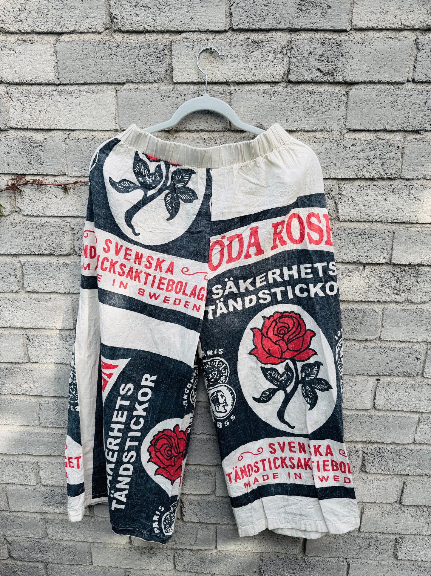 Wide-Leg Cotton Pants – Vintage Feed Sack Style