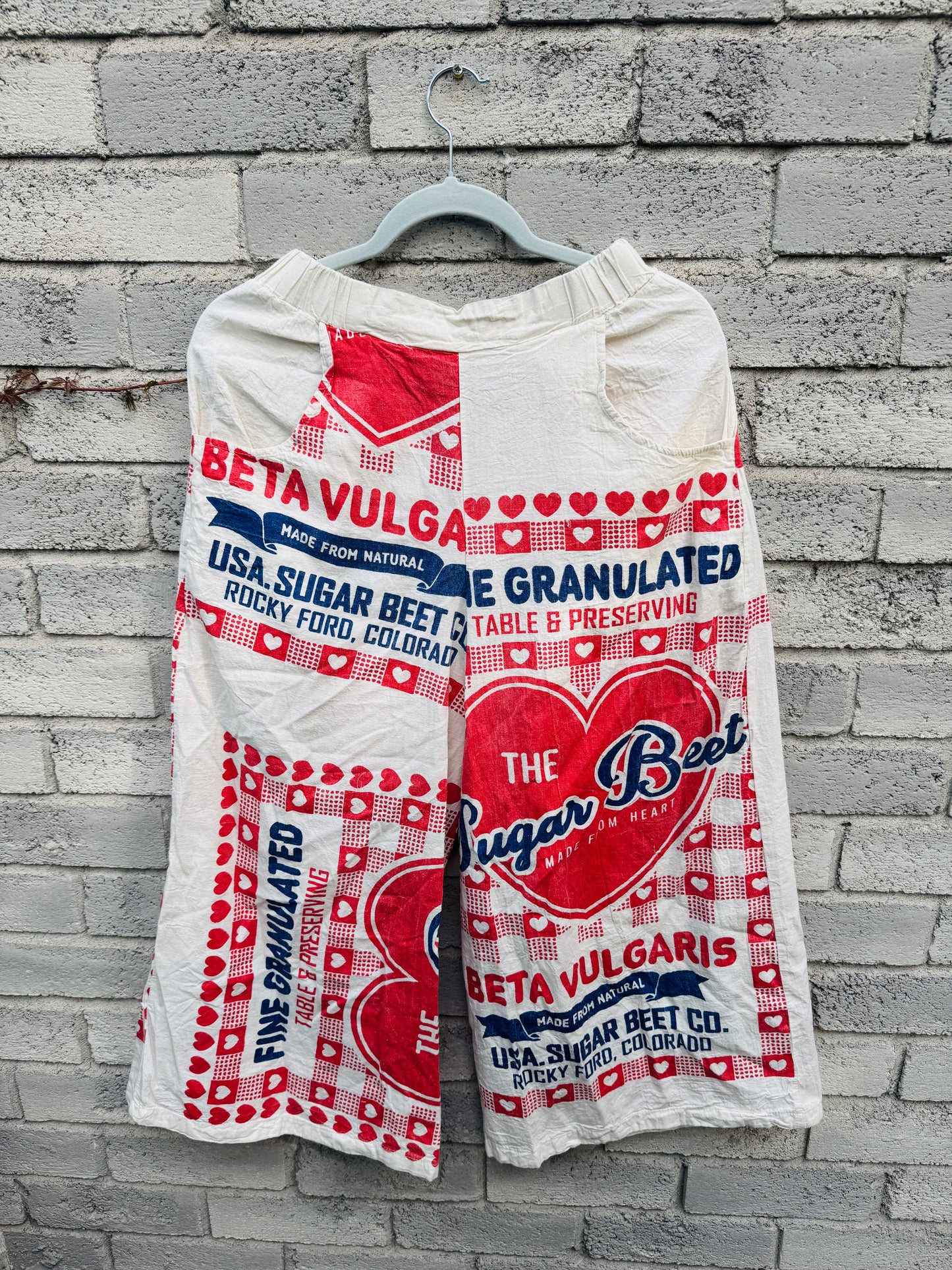 Wide-Leg Cotton Pants – Vintage Feed Sack Style