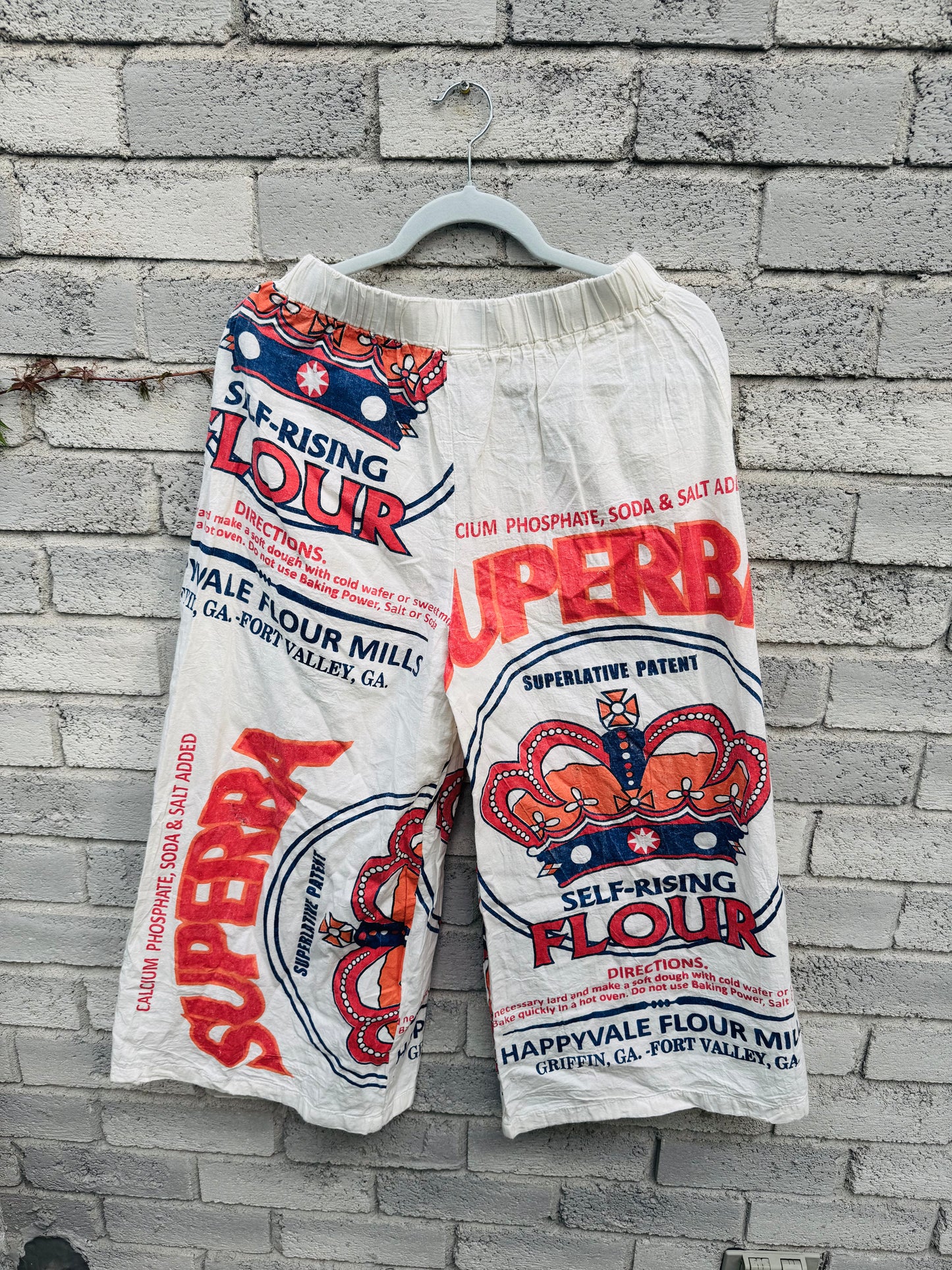 Wide-Leg Cotton Pants – Vintage Feed Sack Style