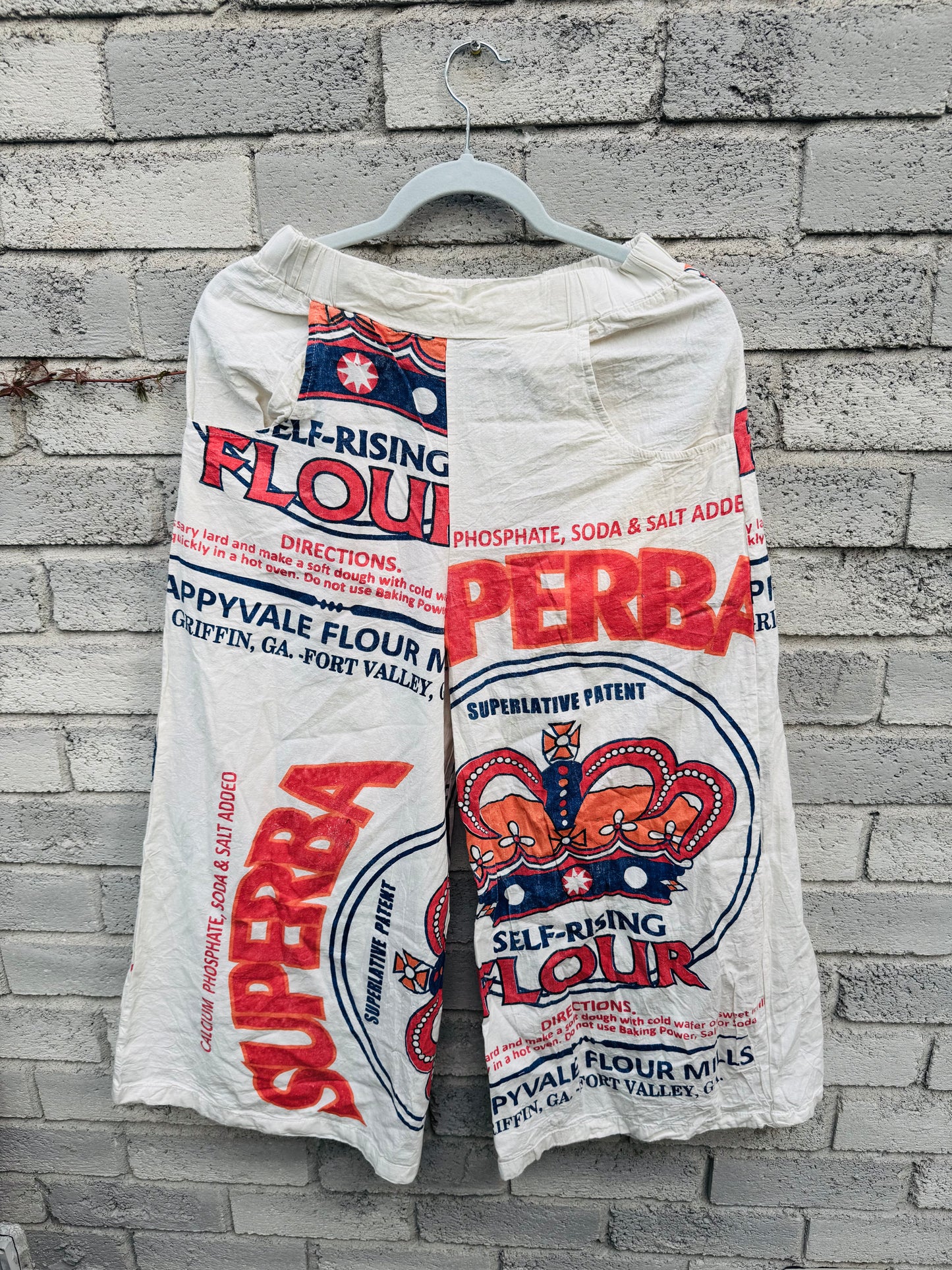 Wide-Leg Cotton Pants – Vintage Feed Sack Style