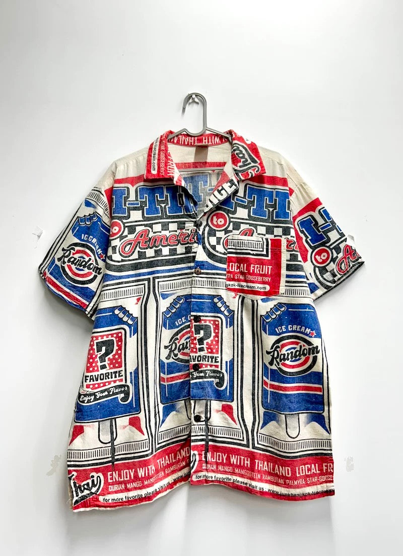 Thai Vintage Sack Bag Shirts –Retro Art Print Cotton Shirts (XL/XXL | Exclusive for BoHo Bronte