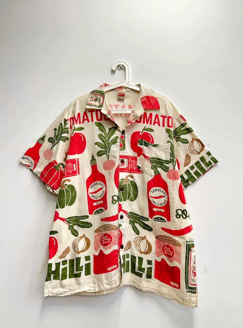 Vintage Flour Sack Print Shirt L XL XXL