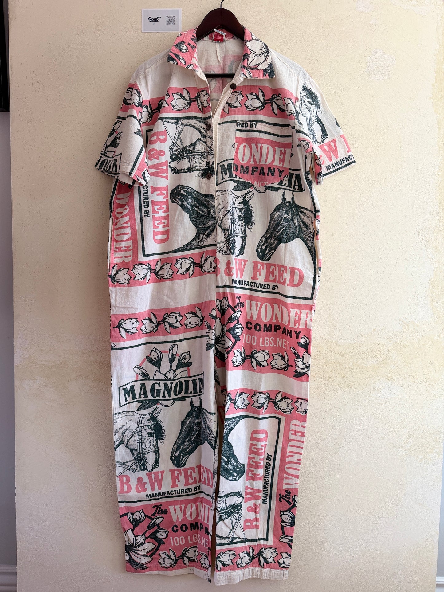 Thai Sack Jumpsuit – Magnolia Feed Print | Handmade Cotton | One Size