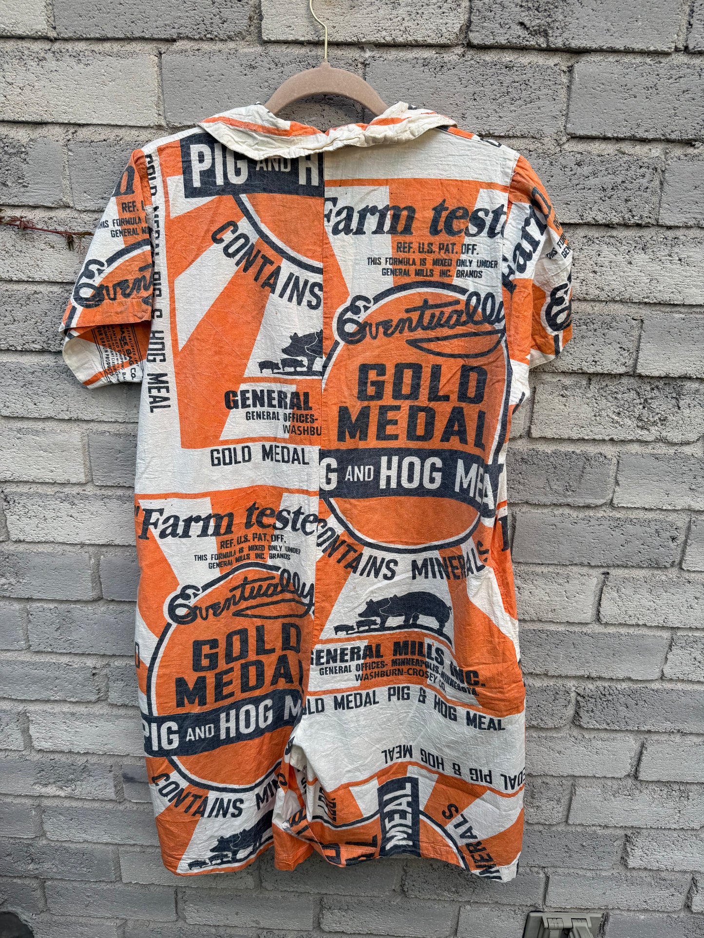 Vintage Rabbit Print Washed Cotton Jumpsuit