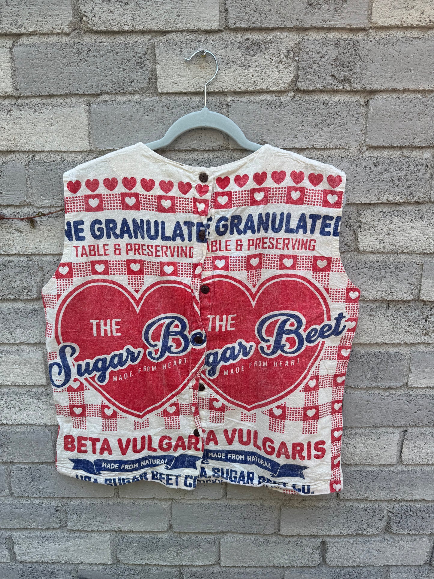 Ruffle-Shoulder Cotton Top – Vintage Feed Sack Style