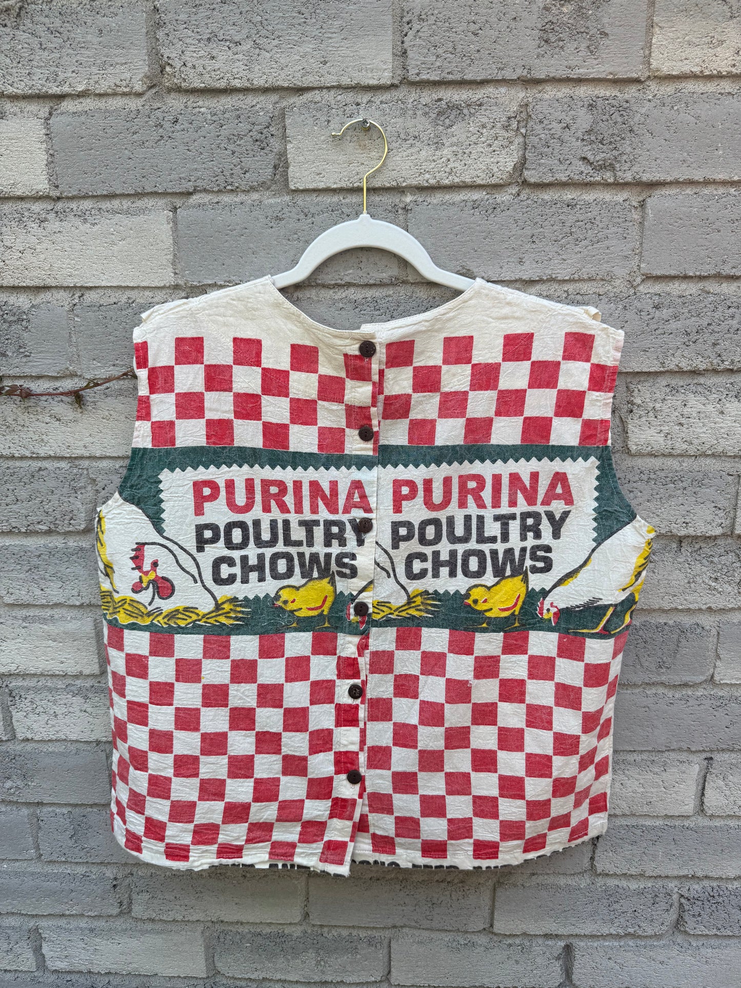 Ruffle-Shoulder Cotton Top – Vintage Feed Sack Style