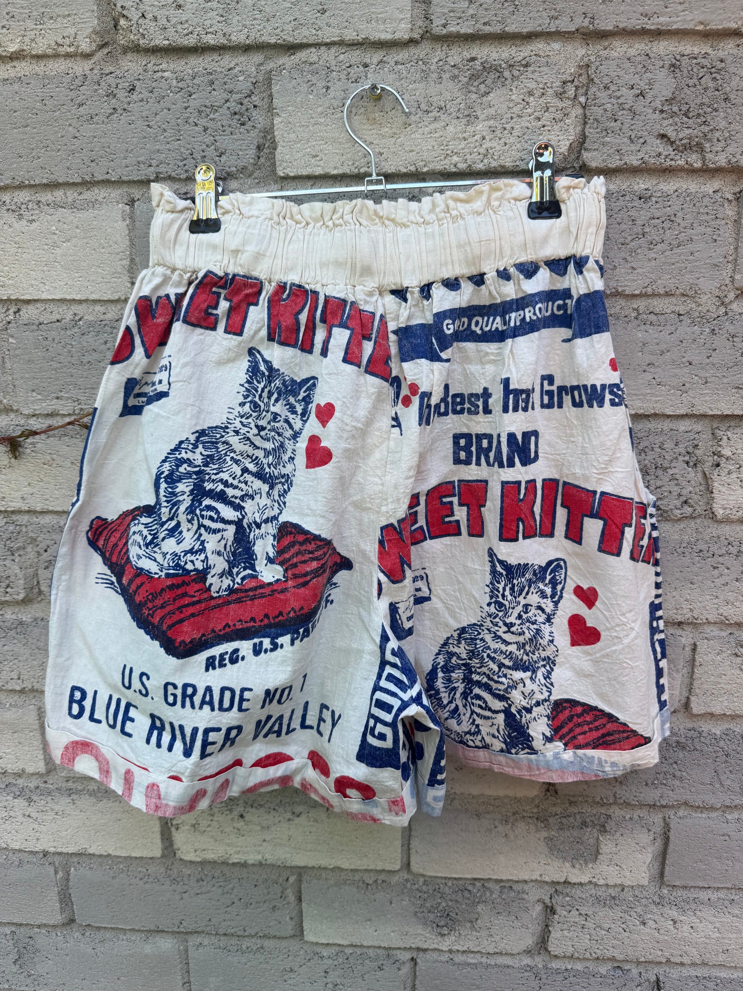 Vintage Patch Print Washed Cotton Shorts – Easy Summer Style