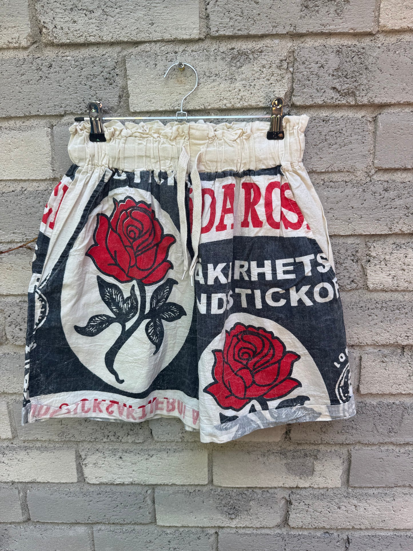 Vintage Patch Print Washed Cotton Shorts – Easy Summer Style