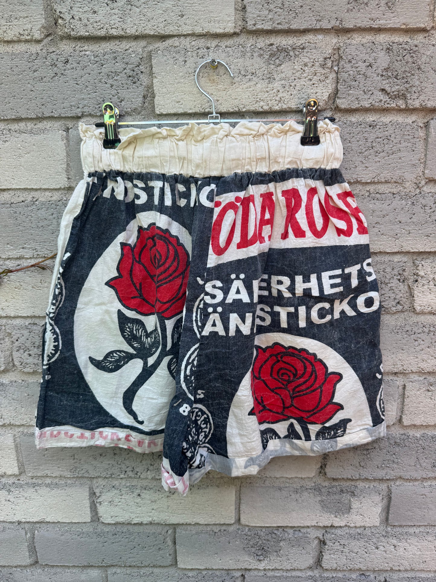 Vintage Patch Print Washed Cotton Shorts – Easy Summer Style