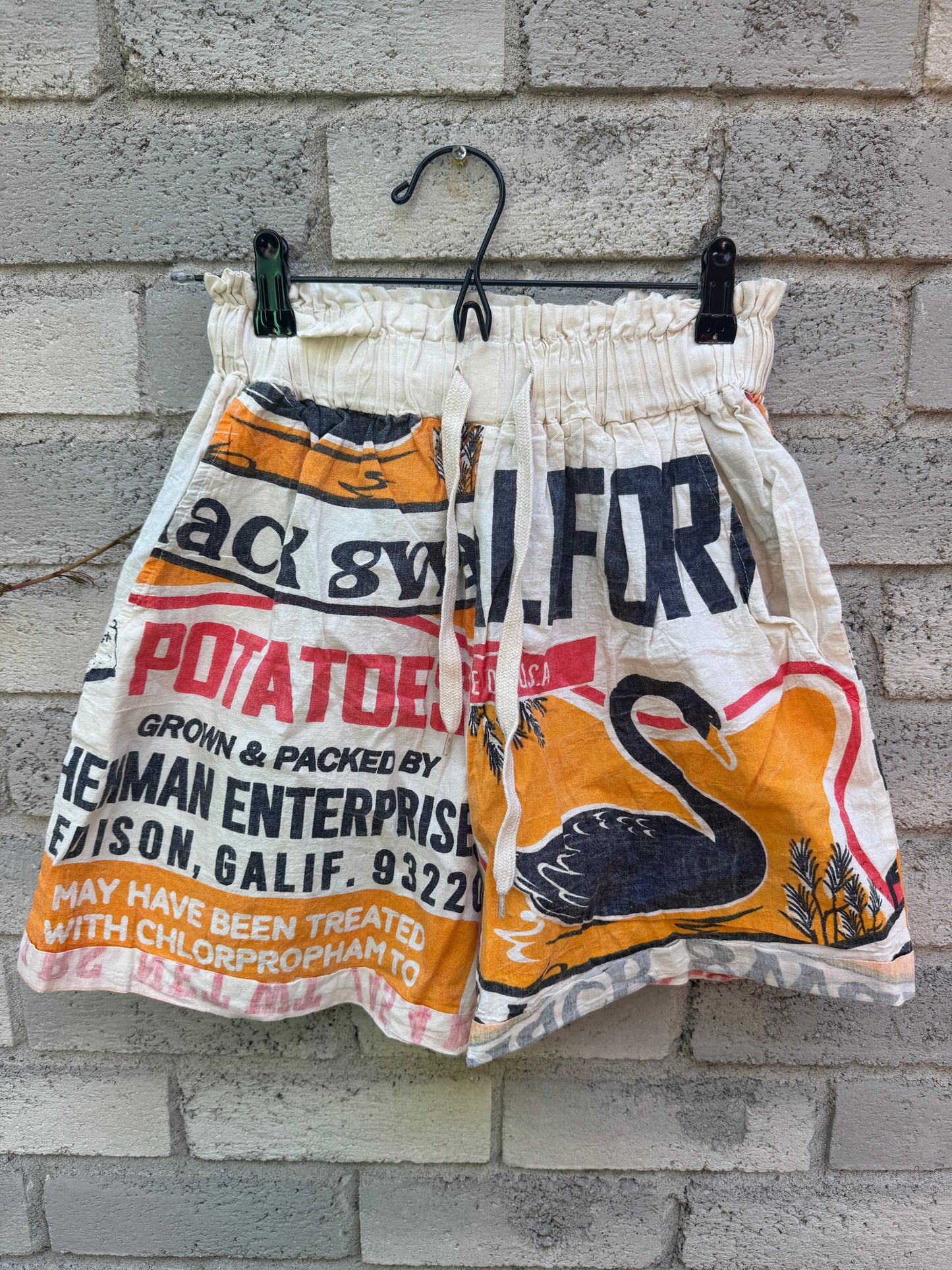 Vintage Patch Print Washed Cotton Shorts – Easy Summer Style