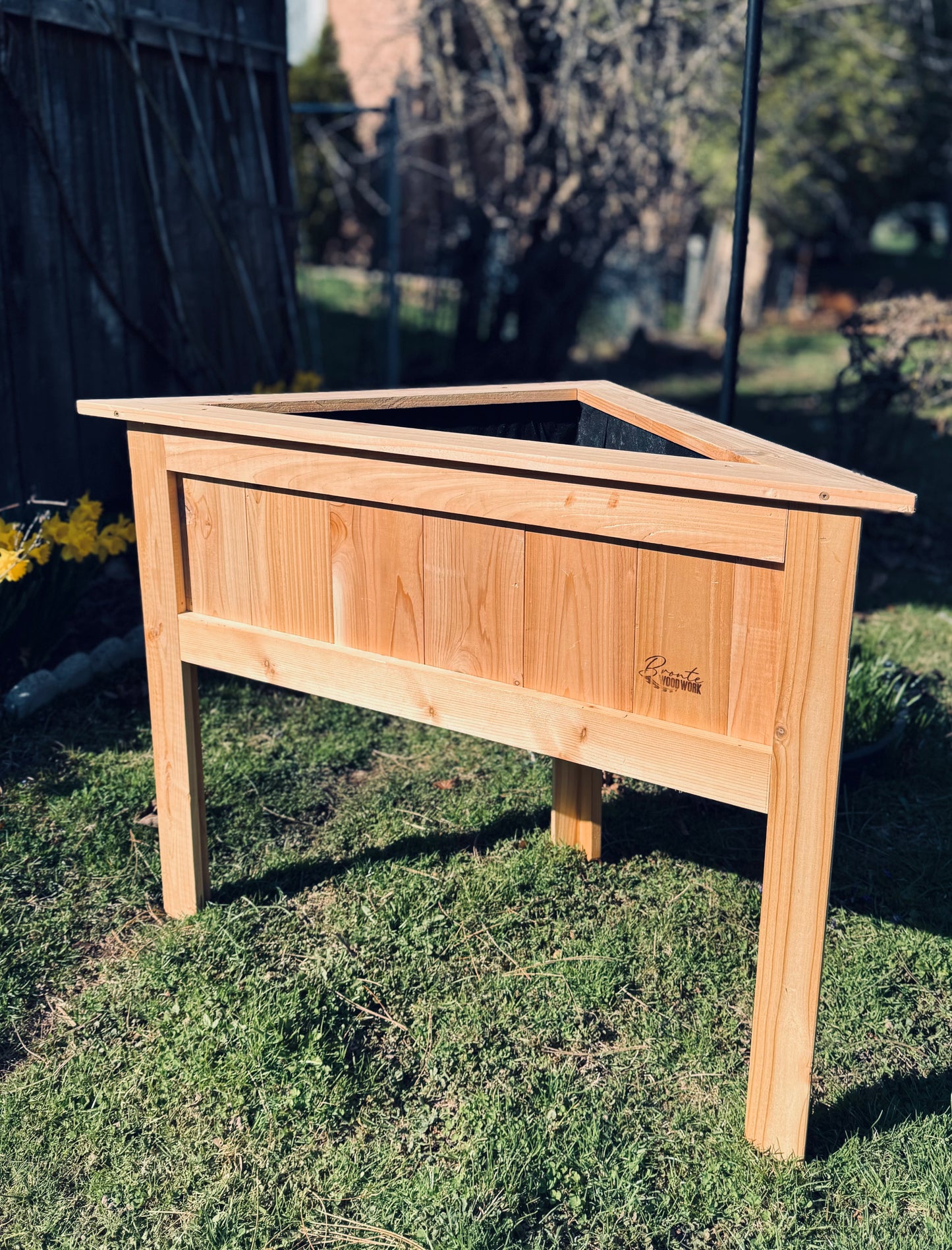 Custom Cedar Triangle Planter – Perfect Corner Fit (Starting at $280)