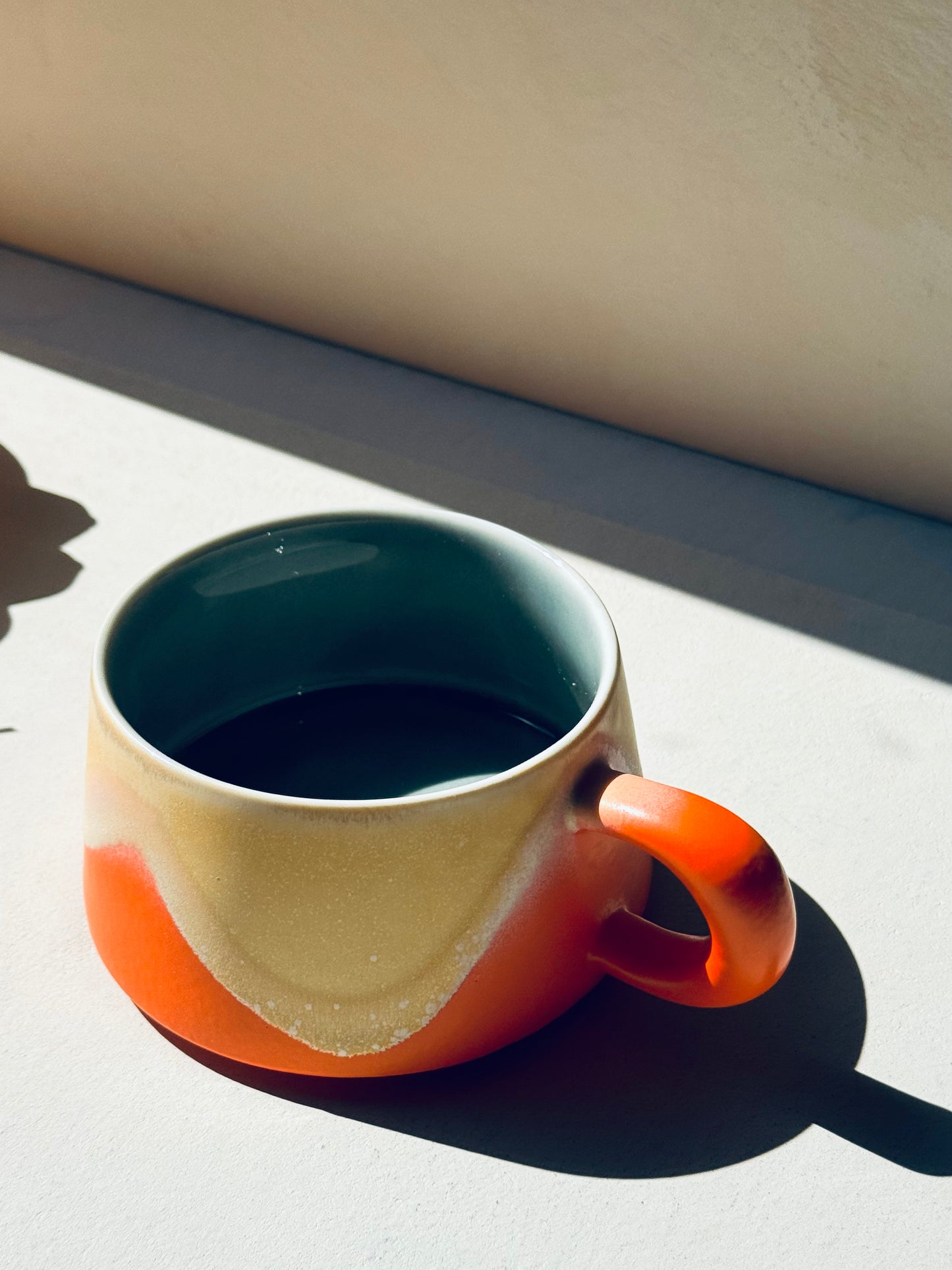 Sunset Orange – Ceramic Mug + Saucer | BoHo Bronte Exclusive