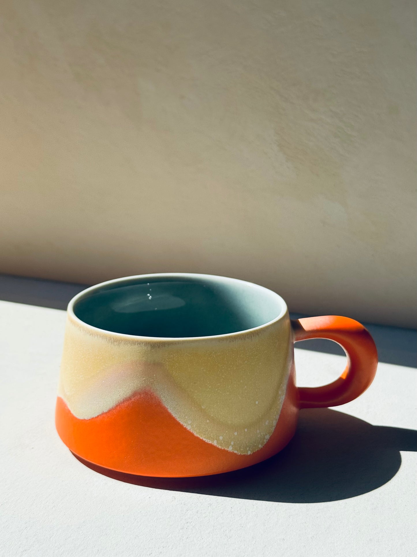 Sunset Orange – Ceramic Mug + Saucer | BoHo Bronte Exclusive