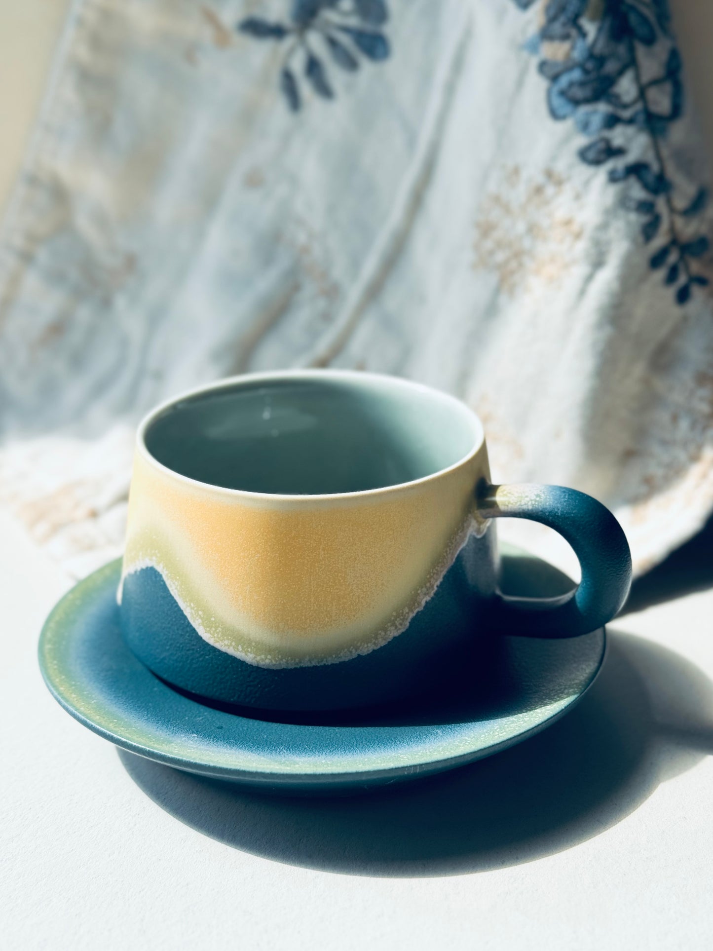 Ocean Mist – Ceramic Mug + Saucer | BoHo Bronte Exclusive