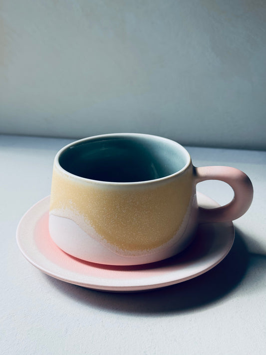 Blush Petal – Ceramic Mug + Saucer | BoHo Bronte Exclusive